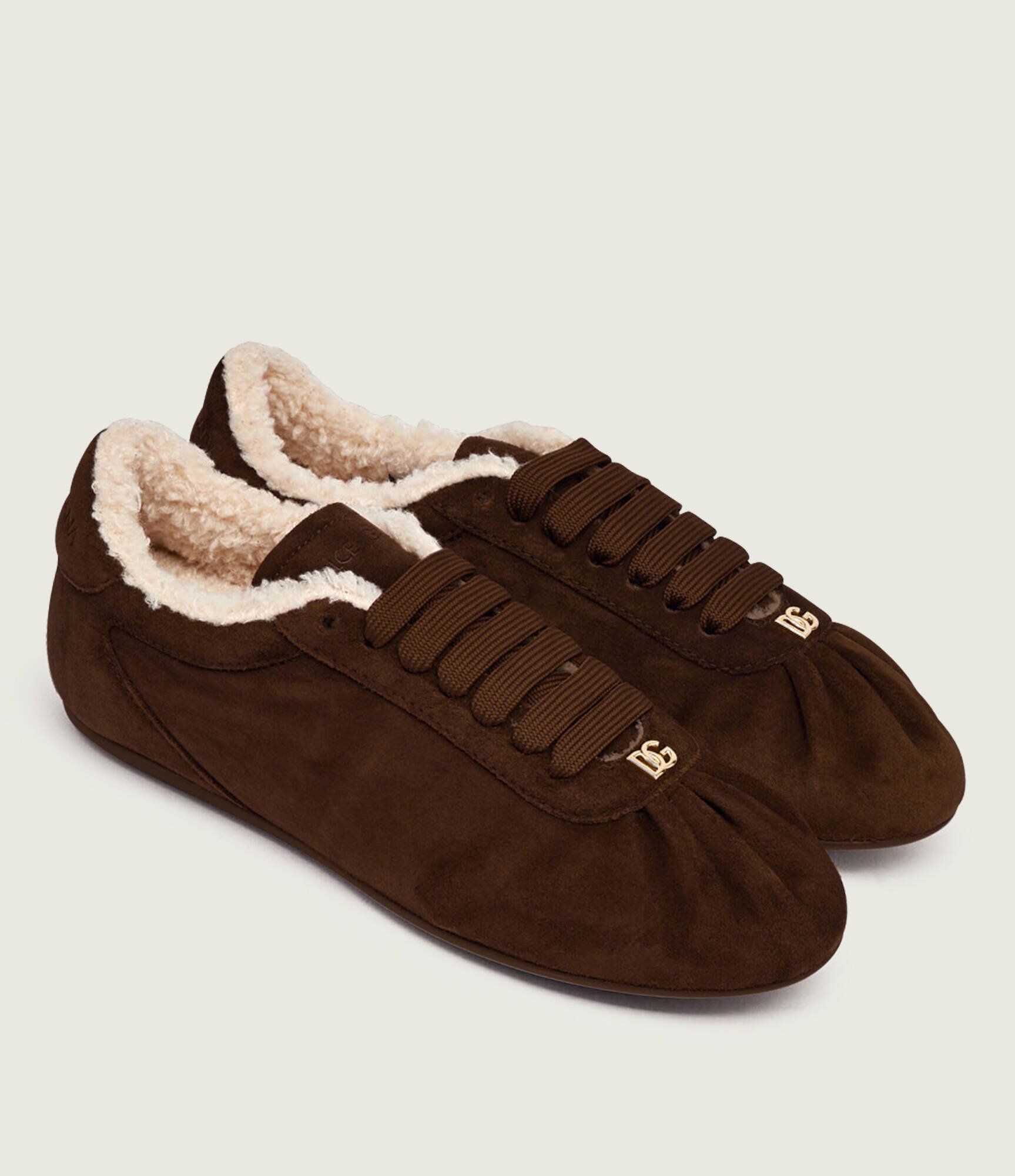 Dolce & Gabbana Căptușite sneakers Ballet | shearling | piele întoarsă