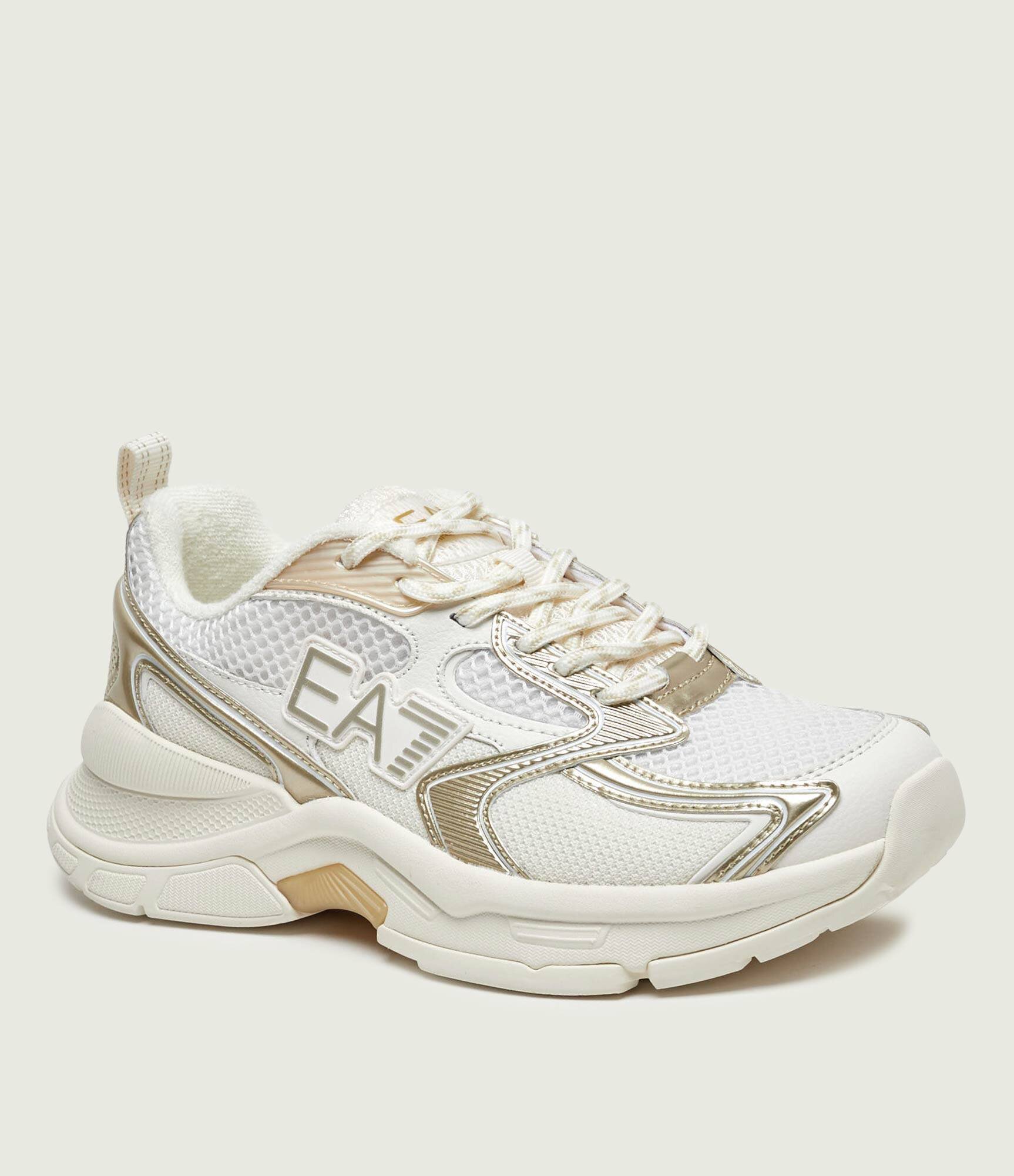 EA7 Sneakers cu adaos de piele