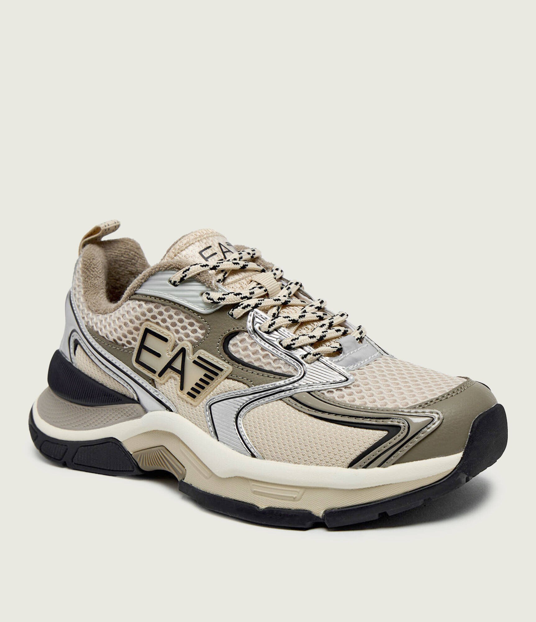 EA7 Sneakers cu adaos de piele