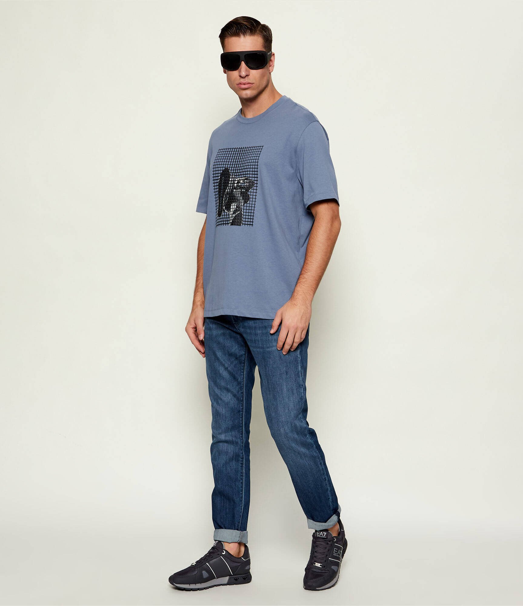 EA7 Sneakers cu adaos de piele