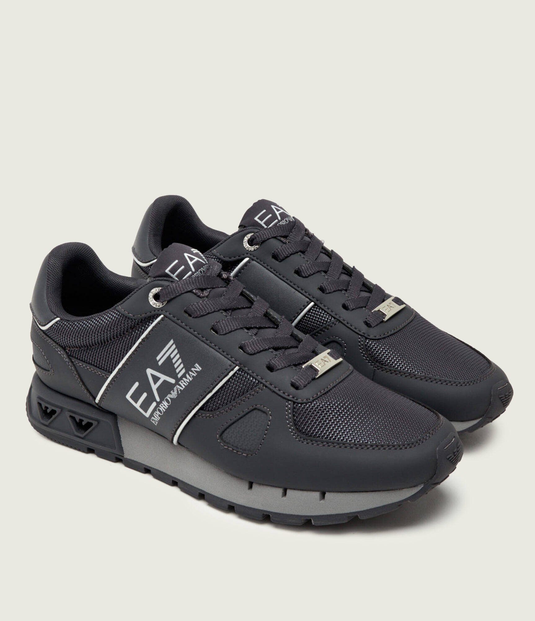 EA7 Sneakers cu adaos de piele
