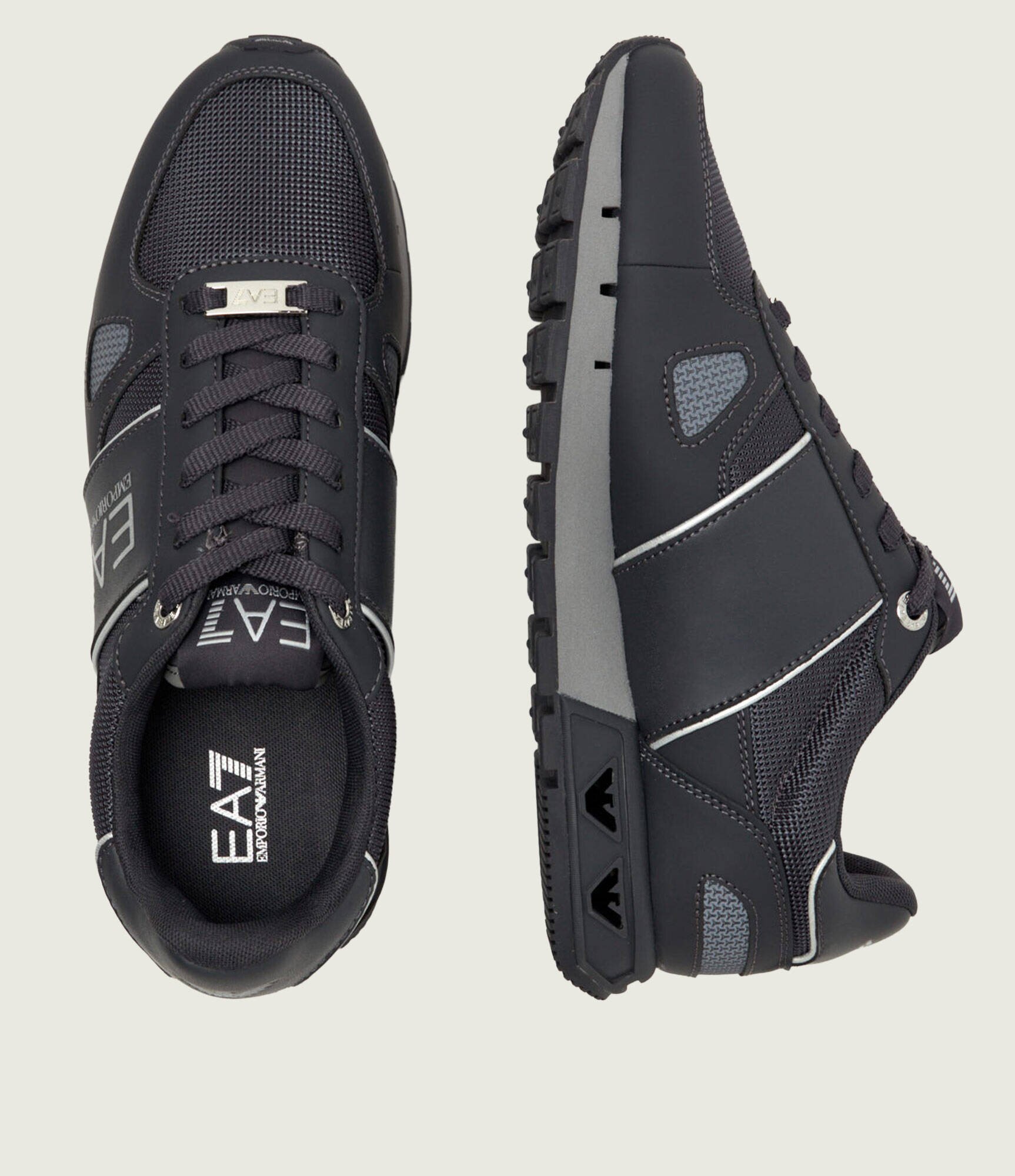 EA7 Sneakers cu adaos de piele