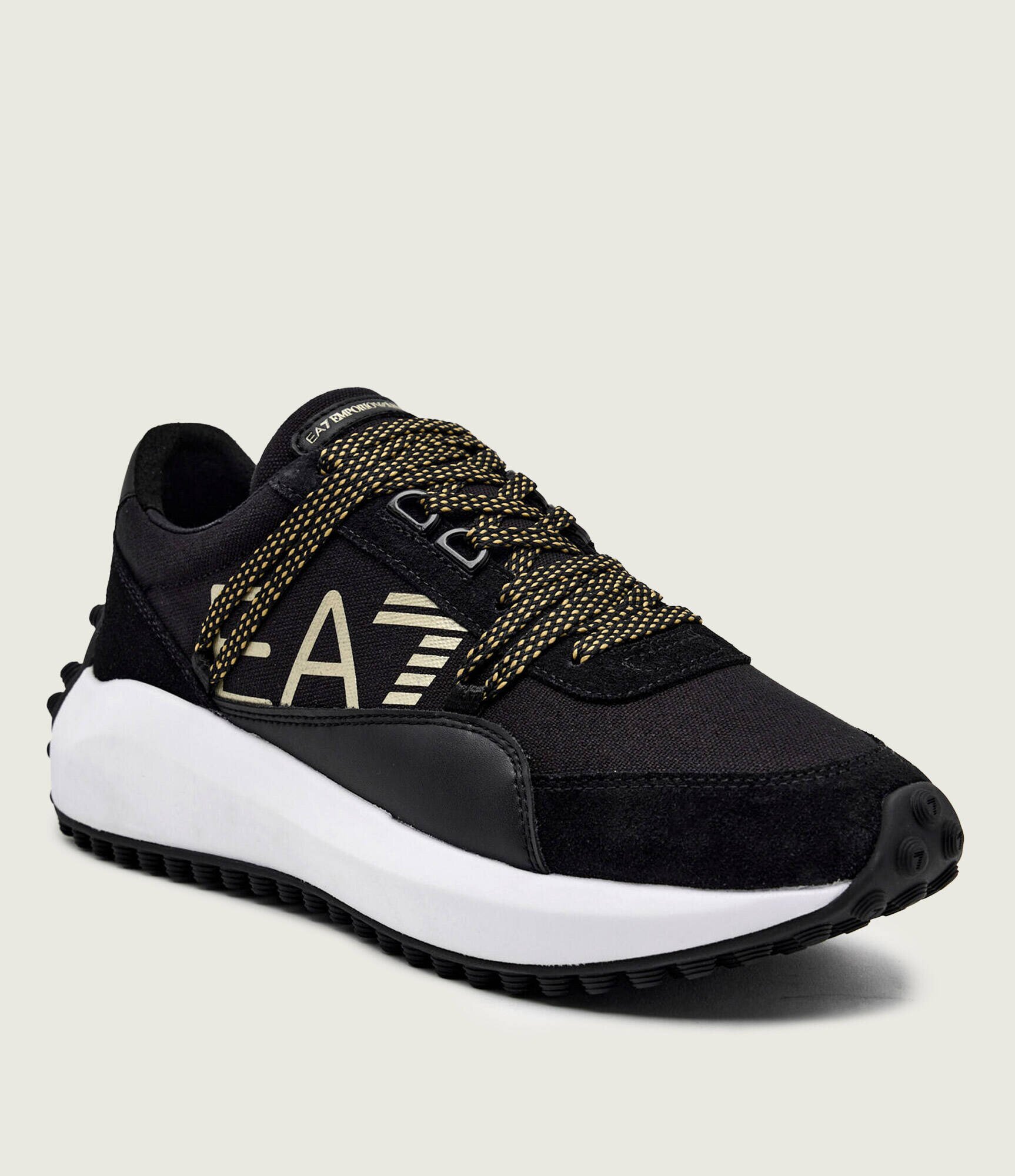 EA7 Sneakers cu adaos de piele