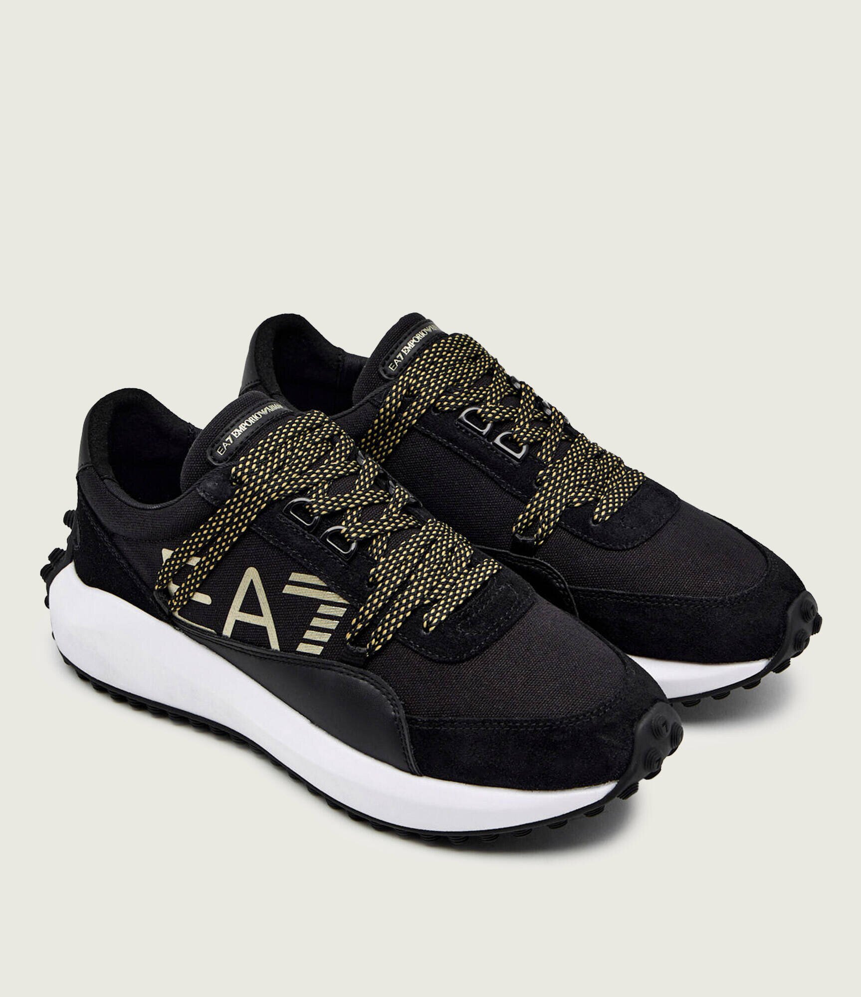 EA7 Sneakers cu adaos de piele