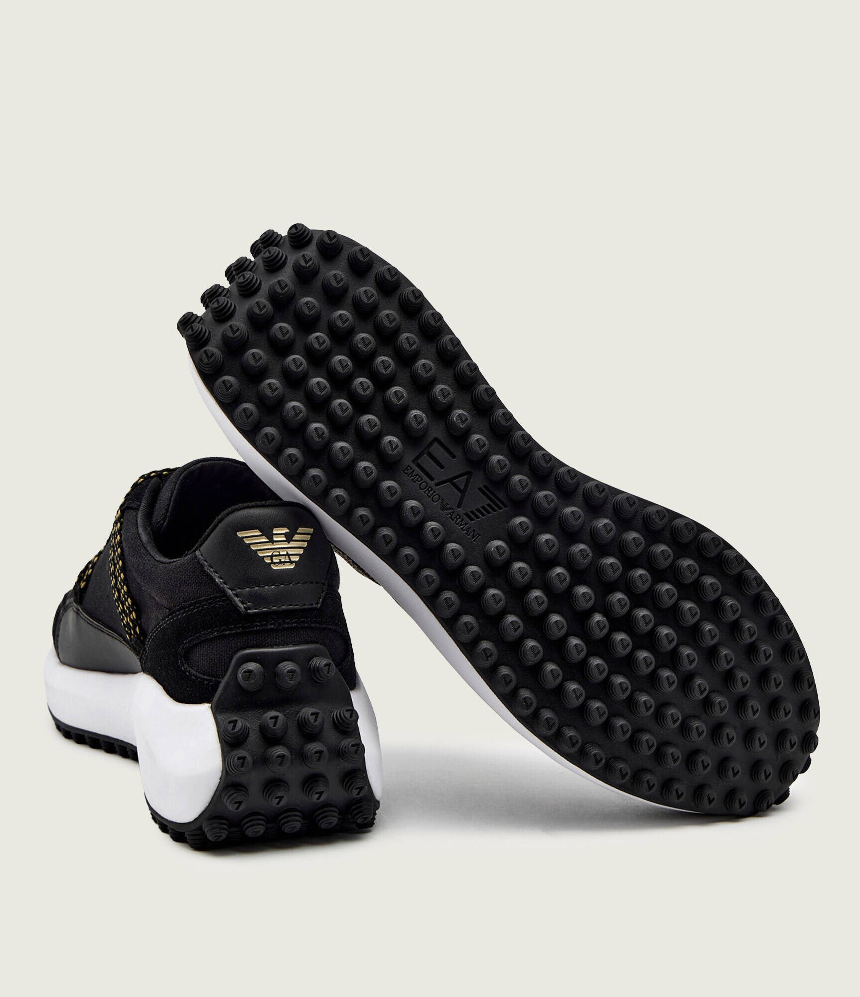 EA7 Sneakers cu adaos de piele