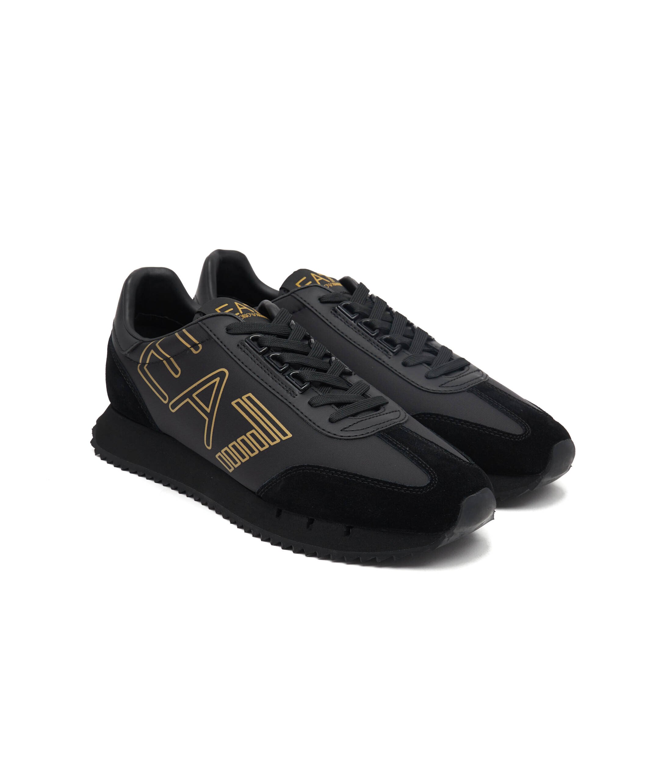 EA7 Sneakers cu adaos de piele