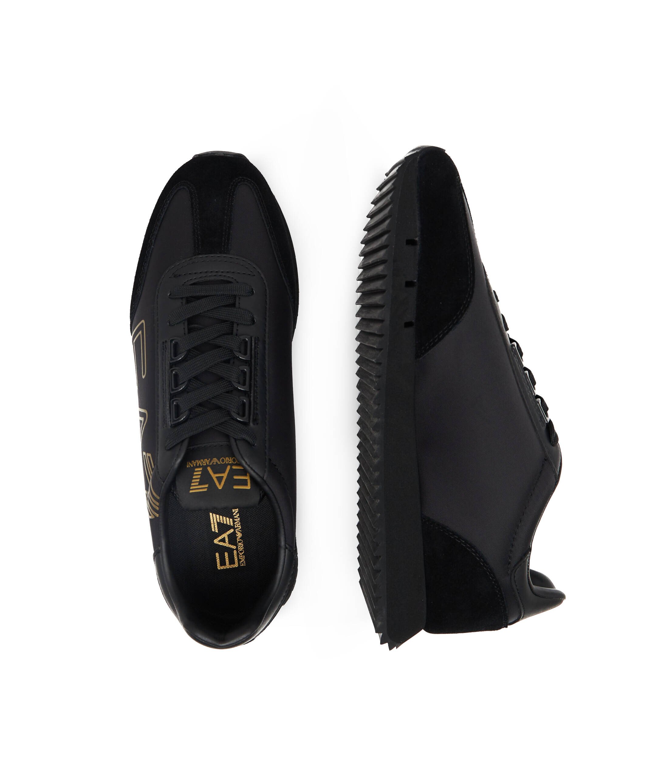 EA7 Sneakers cu adaos de piele