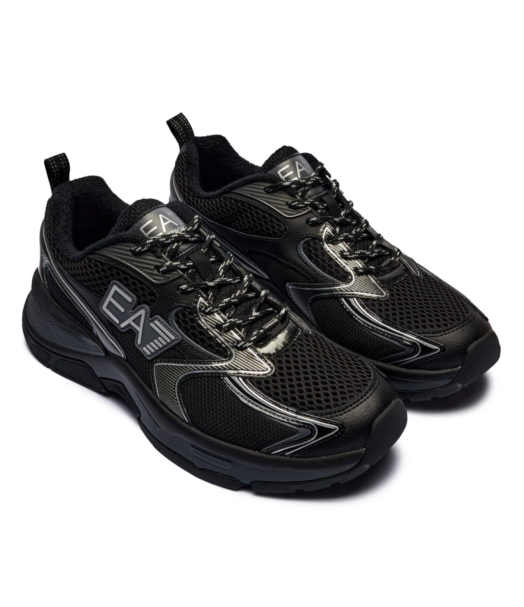 EA7 Sneakers cu adaos de piele