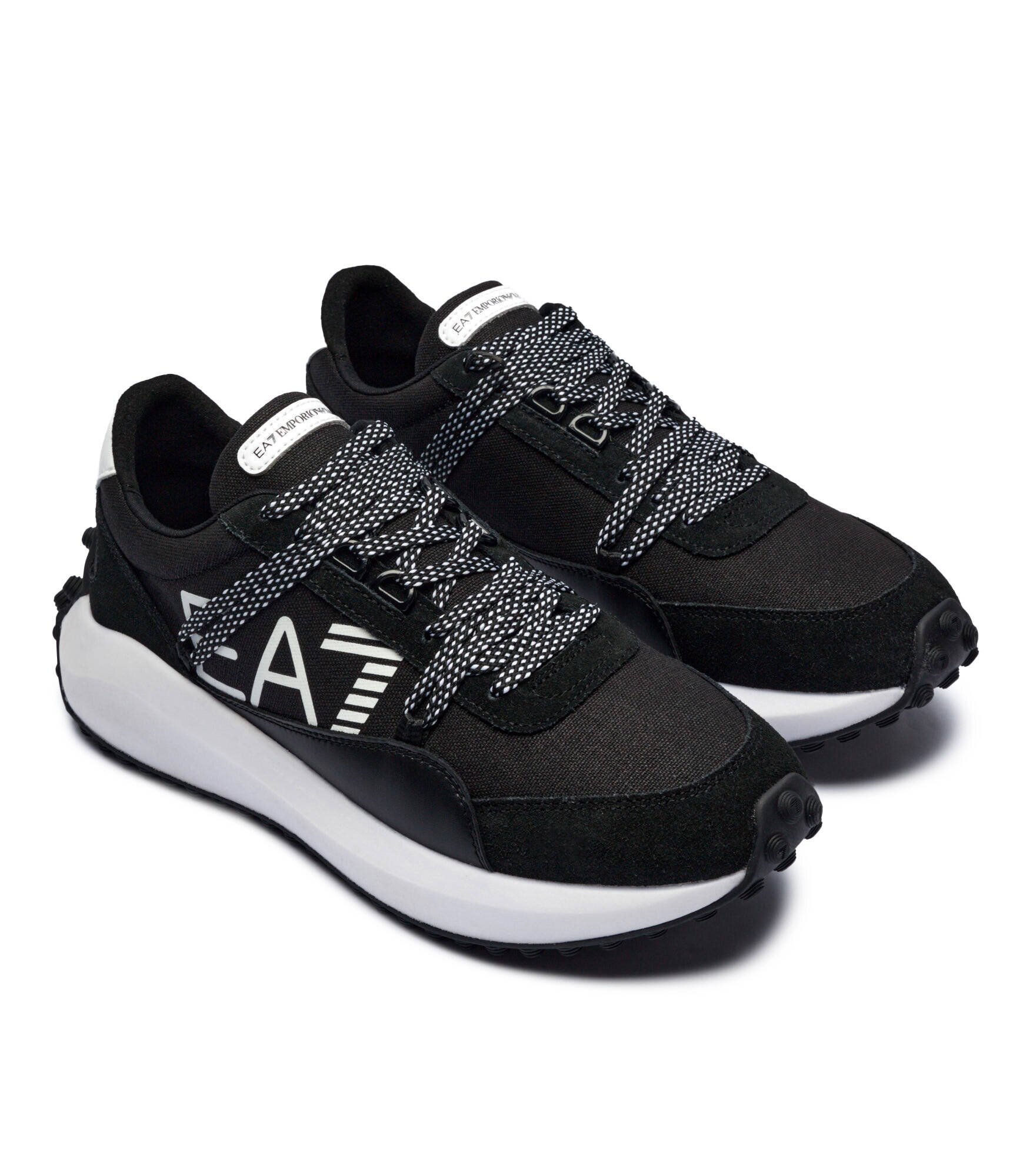 EA7 Sneakers cu adaos de piele