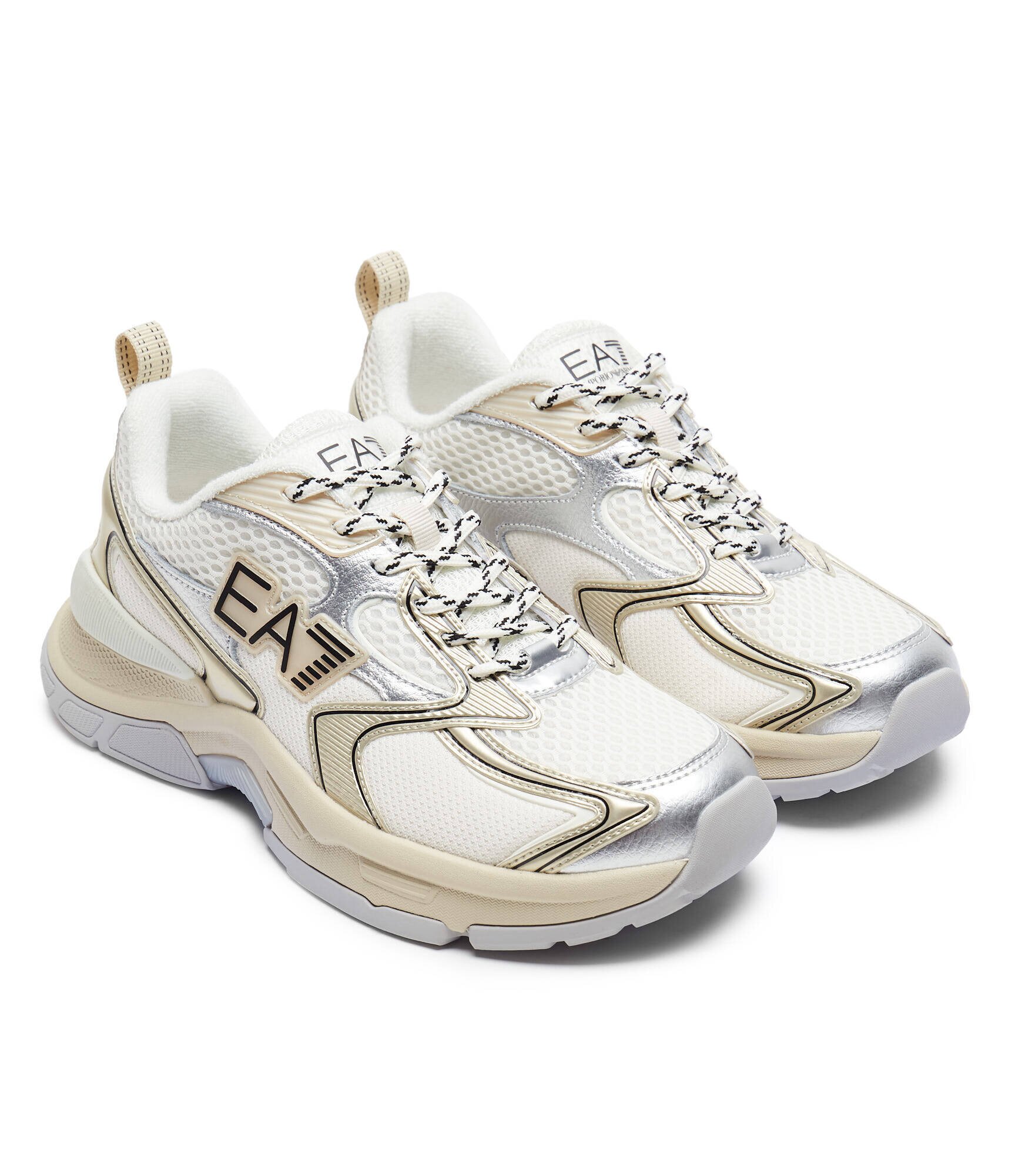 EA7 Sneakers cu adaos de piele
