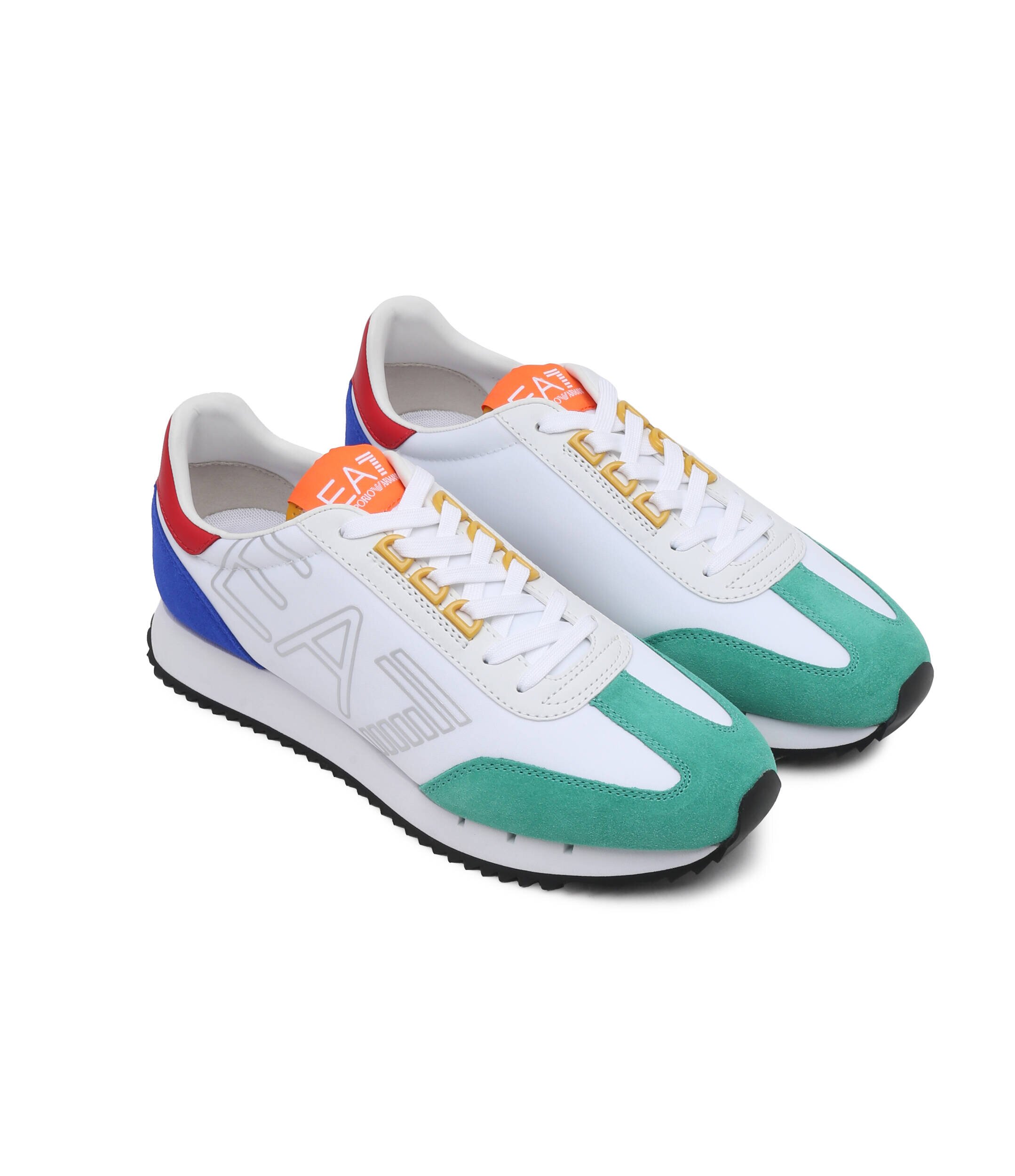 EA7 Sneakers cu adaos de piele