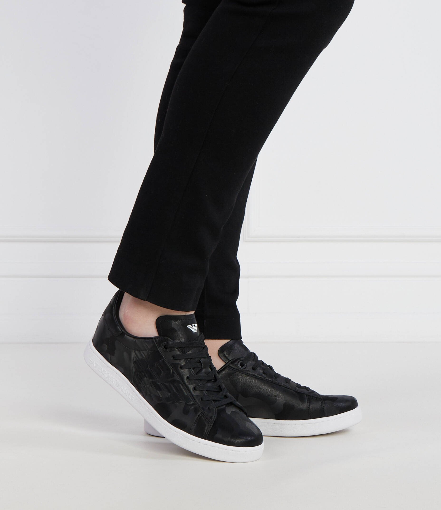 EA7 Sneakers cu adaos de piele