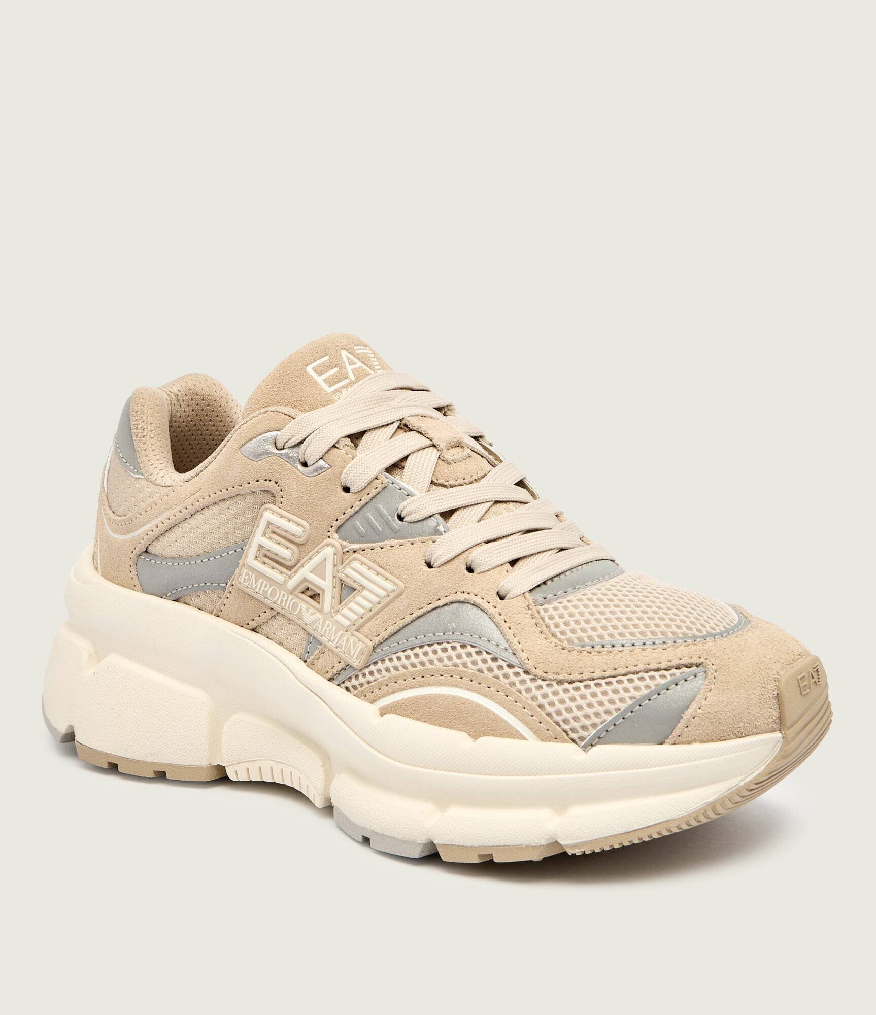 EA7 Sneakers cu adaos de piele