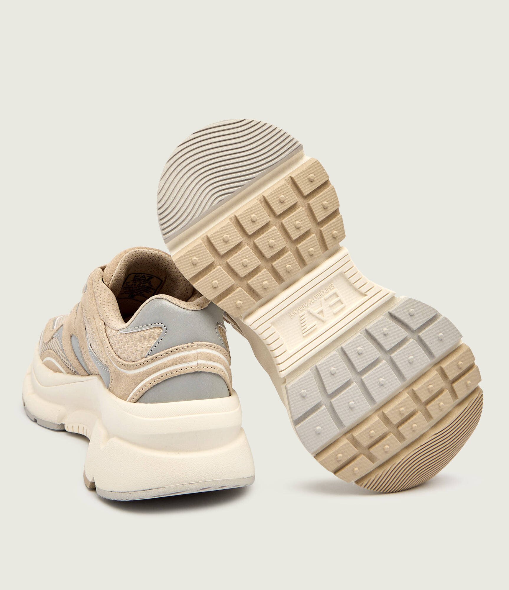 EA7 Sneakers cu adaos de piele