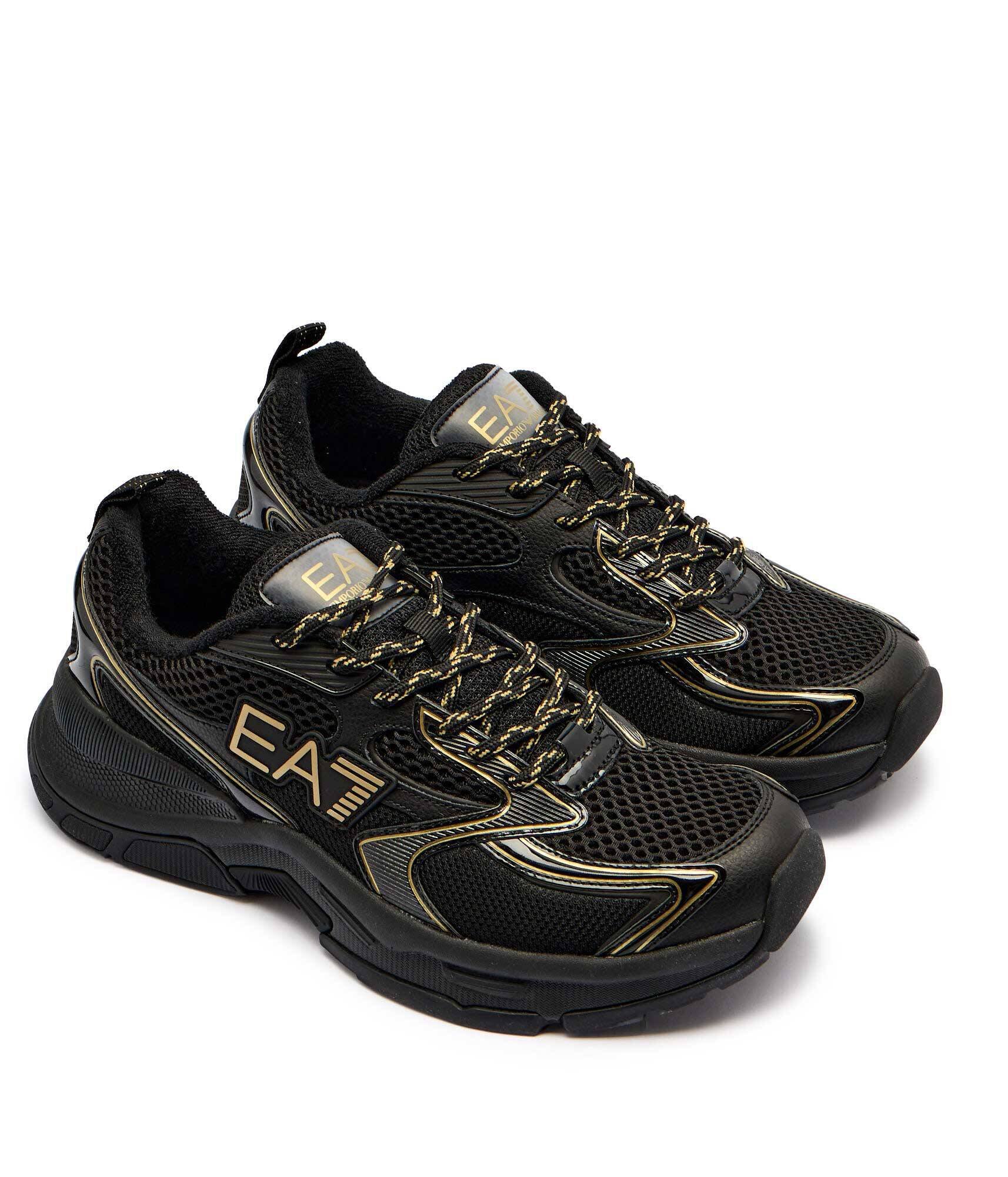 EA7 Sneakers cu adaos de piele