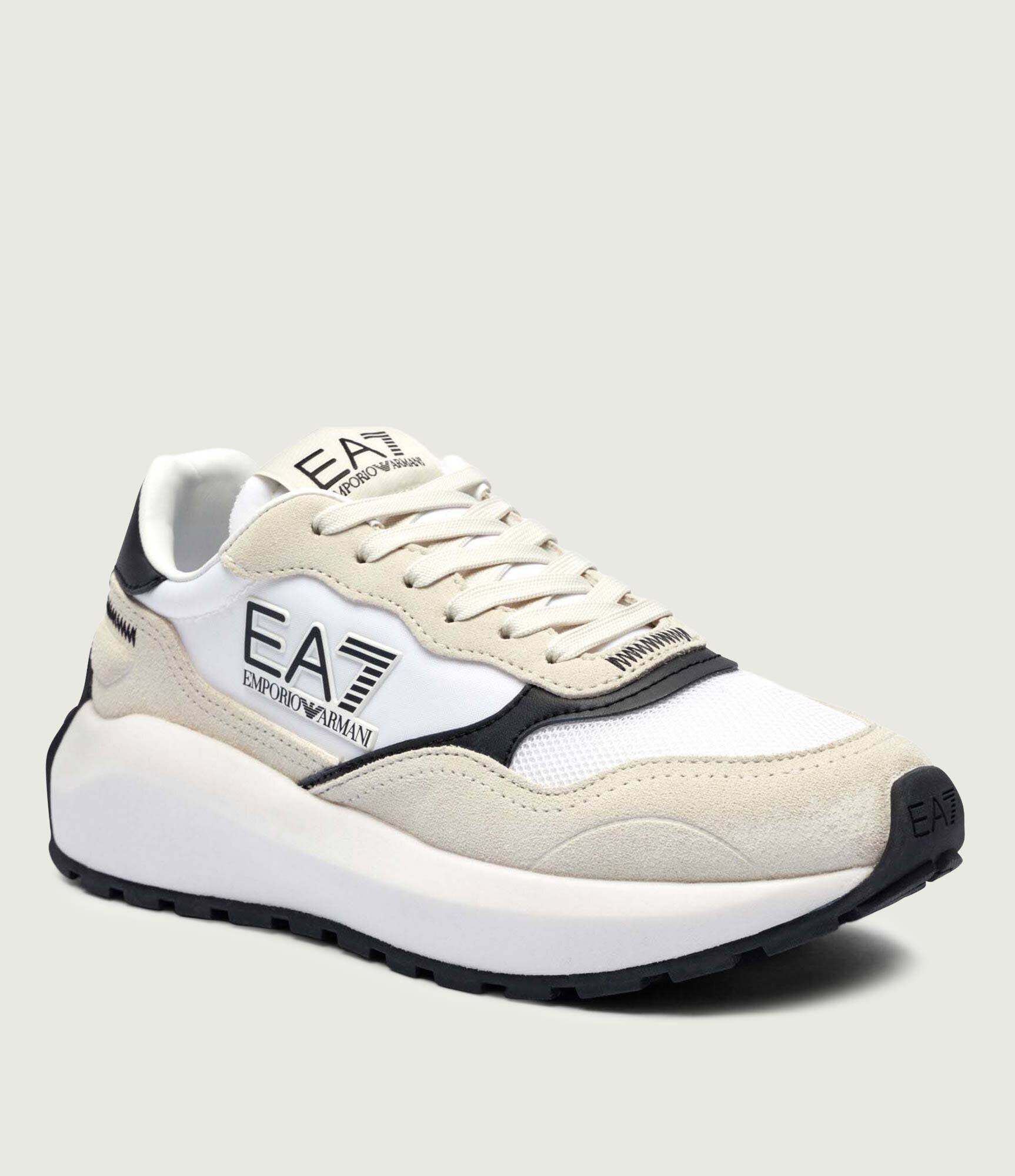 EA7 Sneakers cu adaos de piele