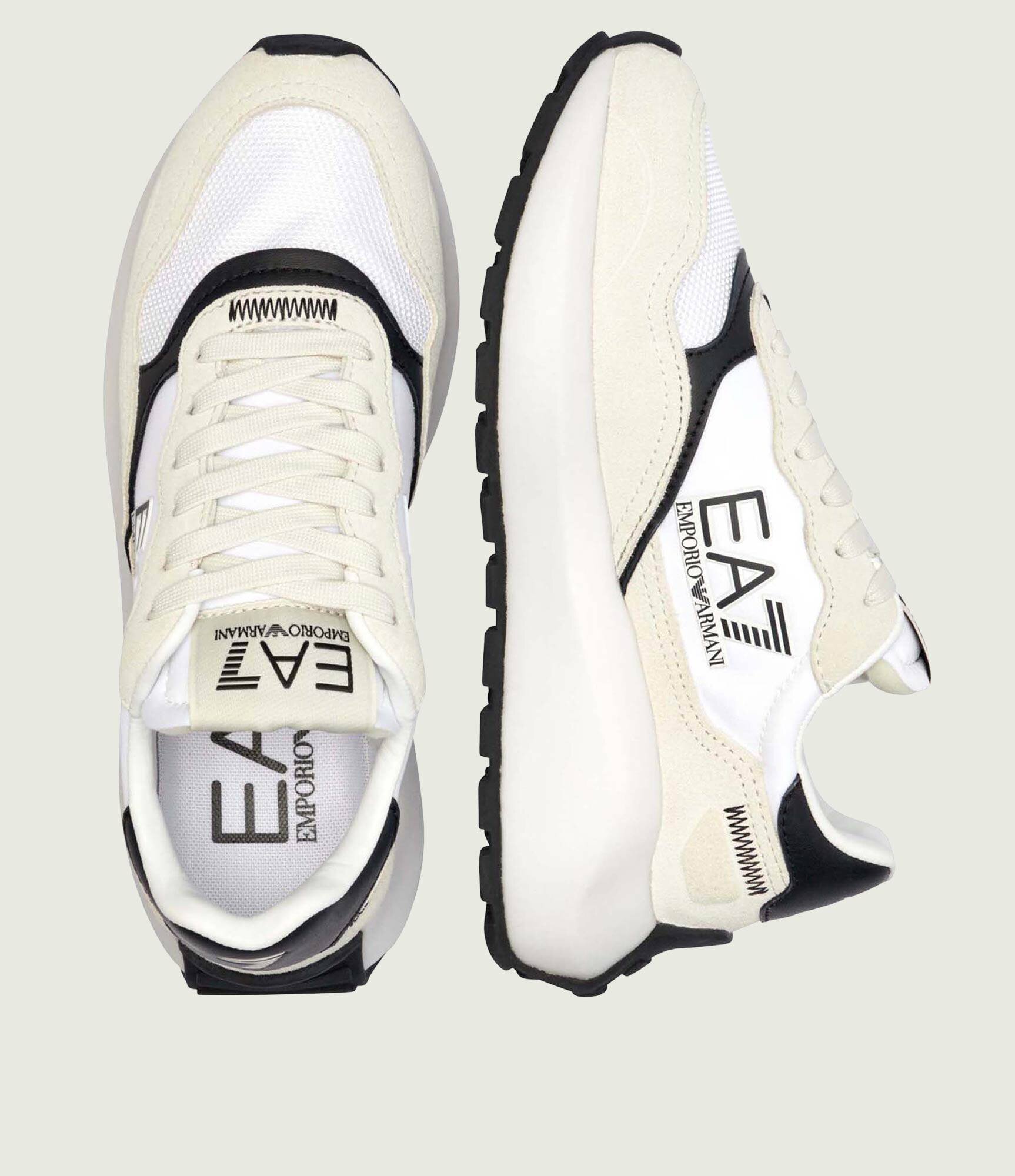 EA7 Sneakers cu adaos de piele