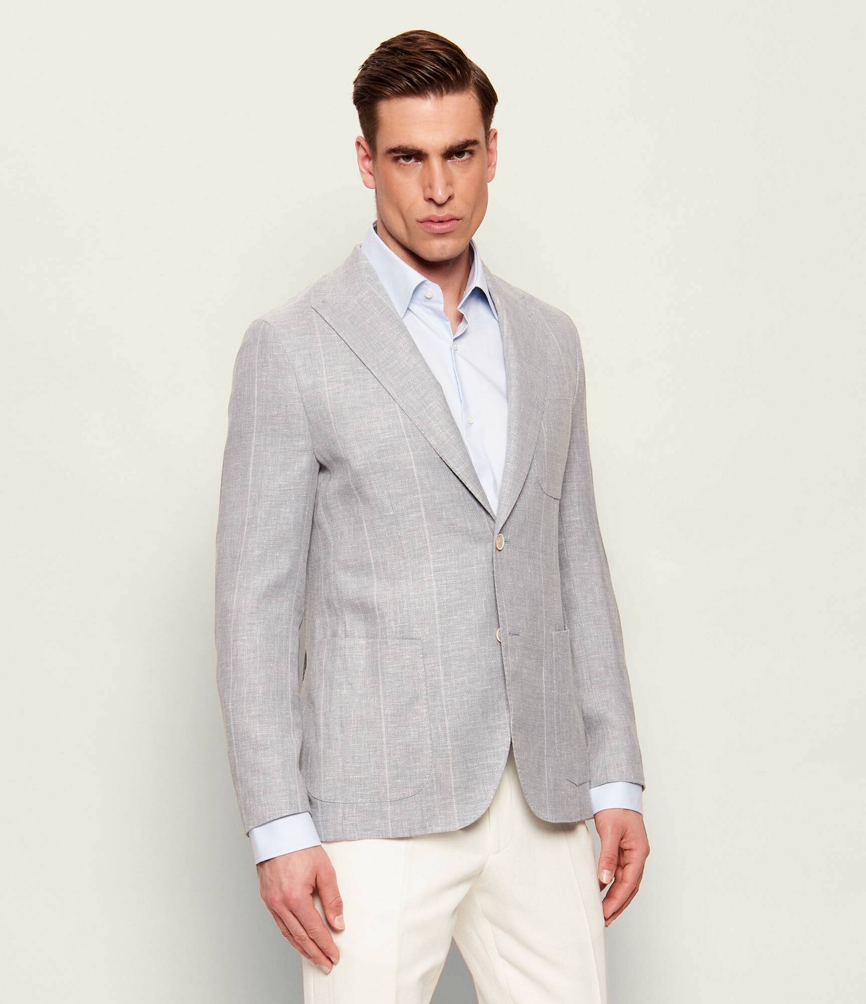 Eleventy De in sacou | Slim Fit | cu adaos de mătase și lână