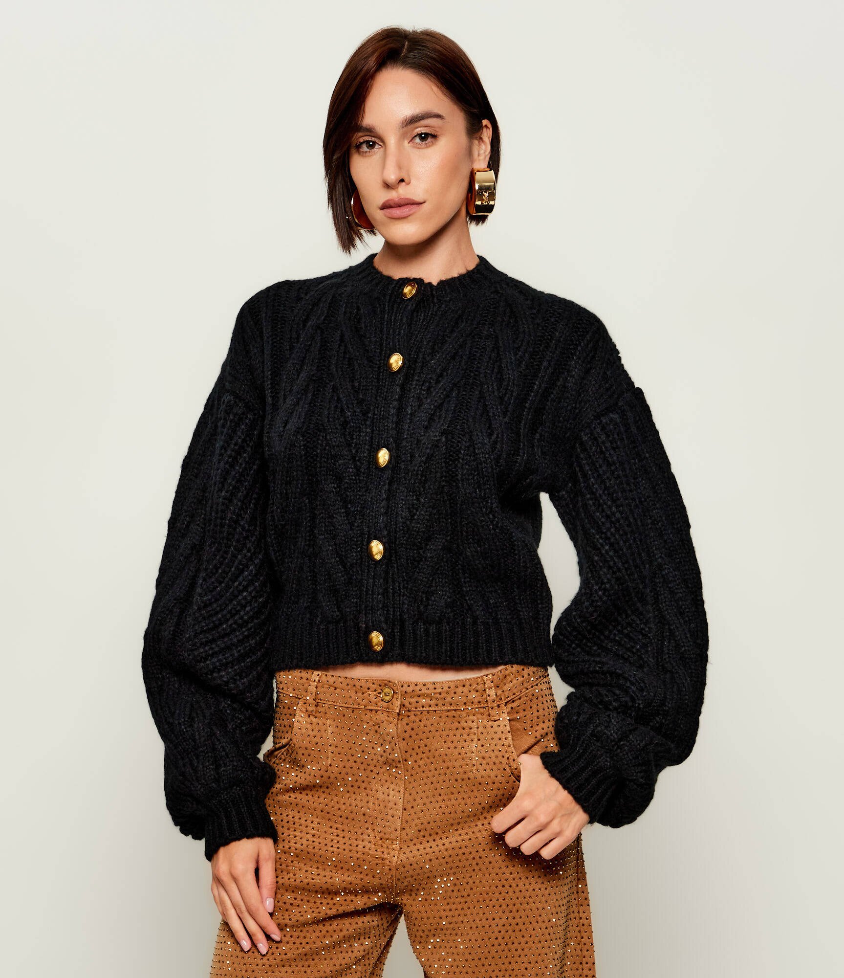 Elisabetta Franchi Cardigan | Loose fit cu adaos de lână