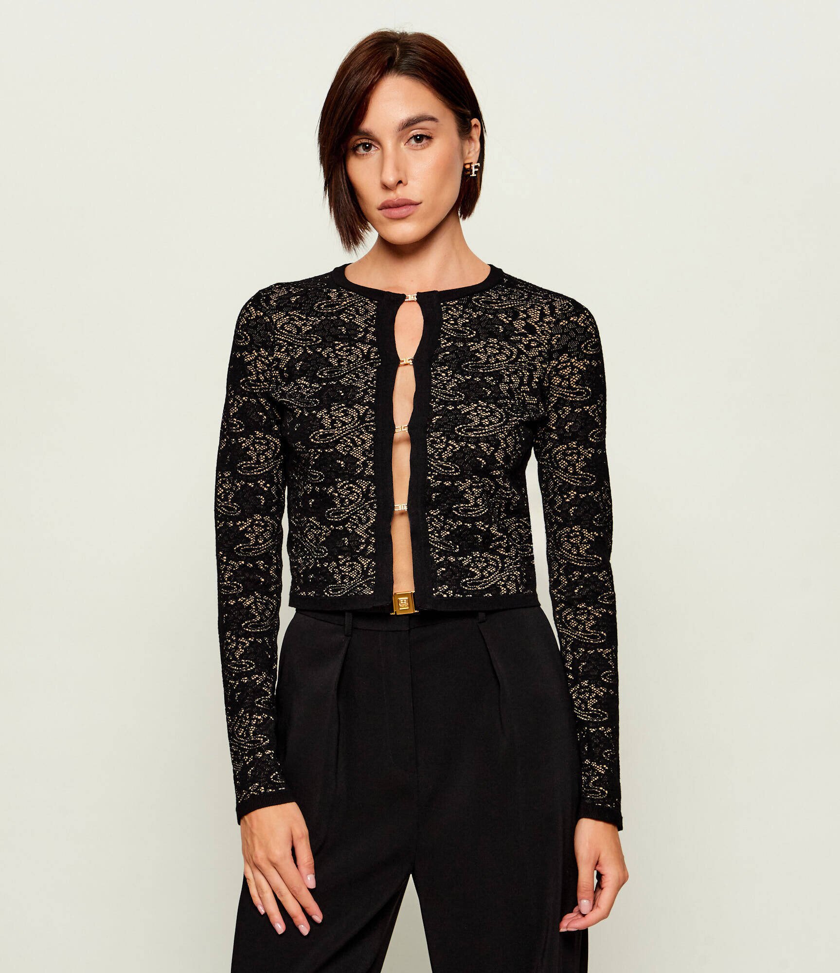 Elisabetta Franchi De dantelă cardigan | Slim Fit
