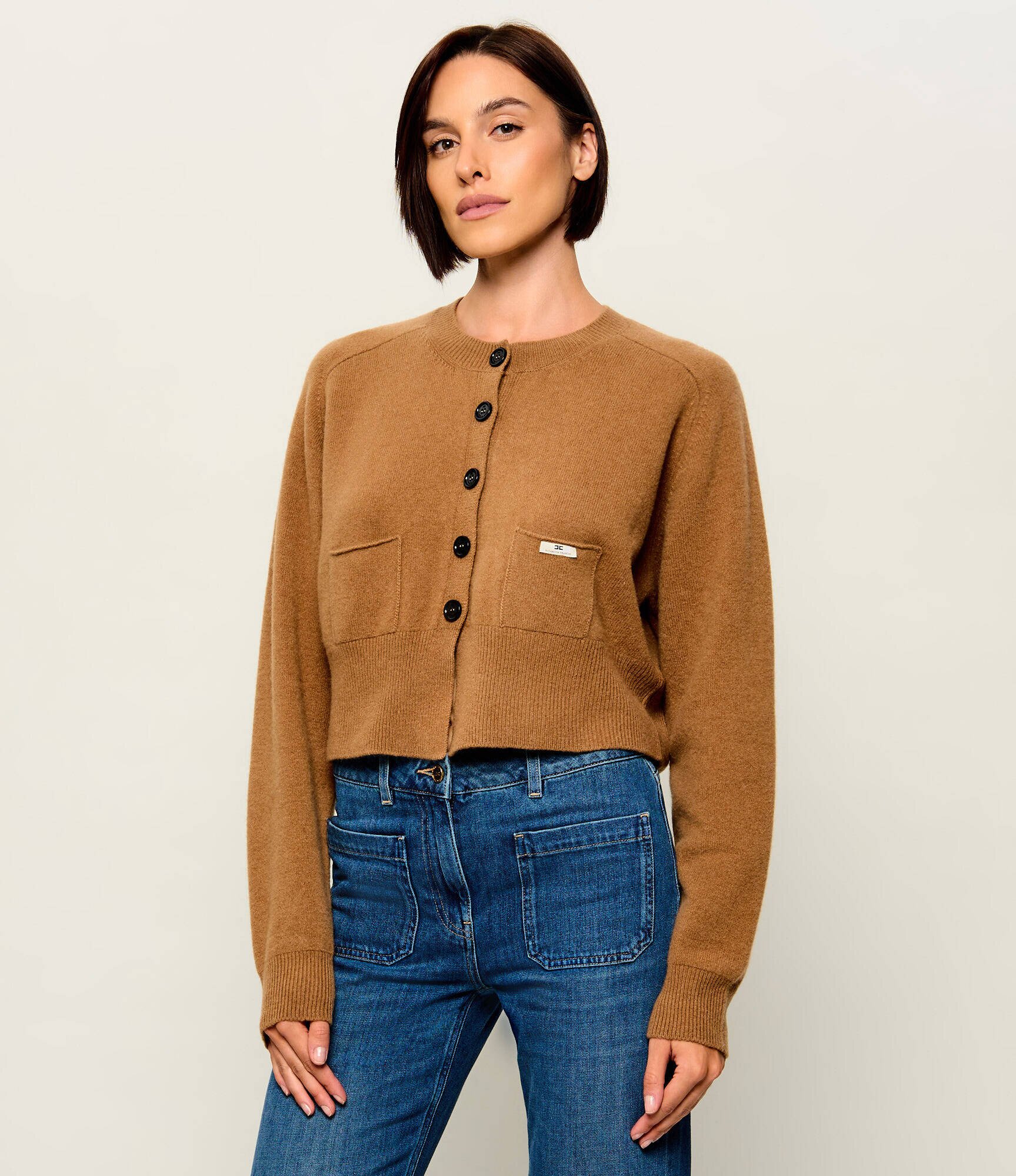 Elisabetta Franchi De lână cardigan | Cropped Fit cu adaos de cașmir