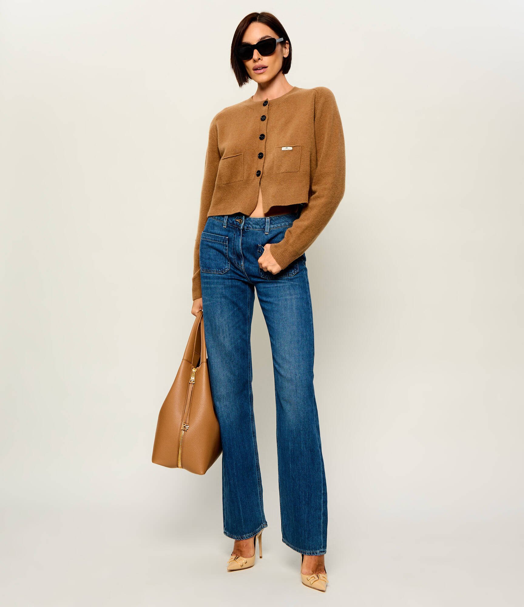 Elisabetta Franchi De lână cardigan | Cropped Fit cu adaos de cașmir