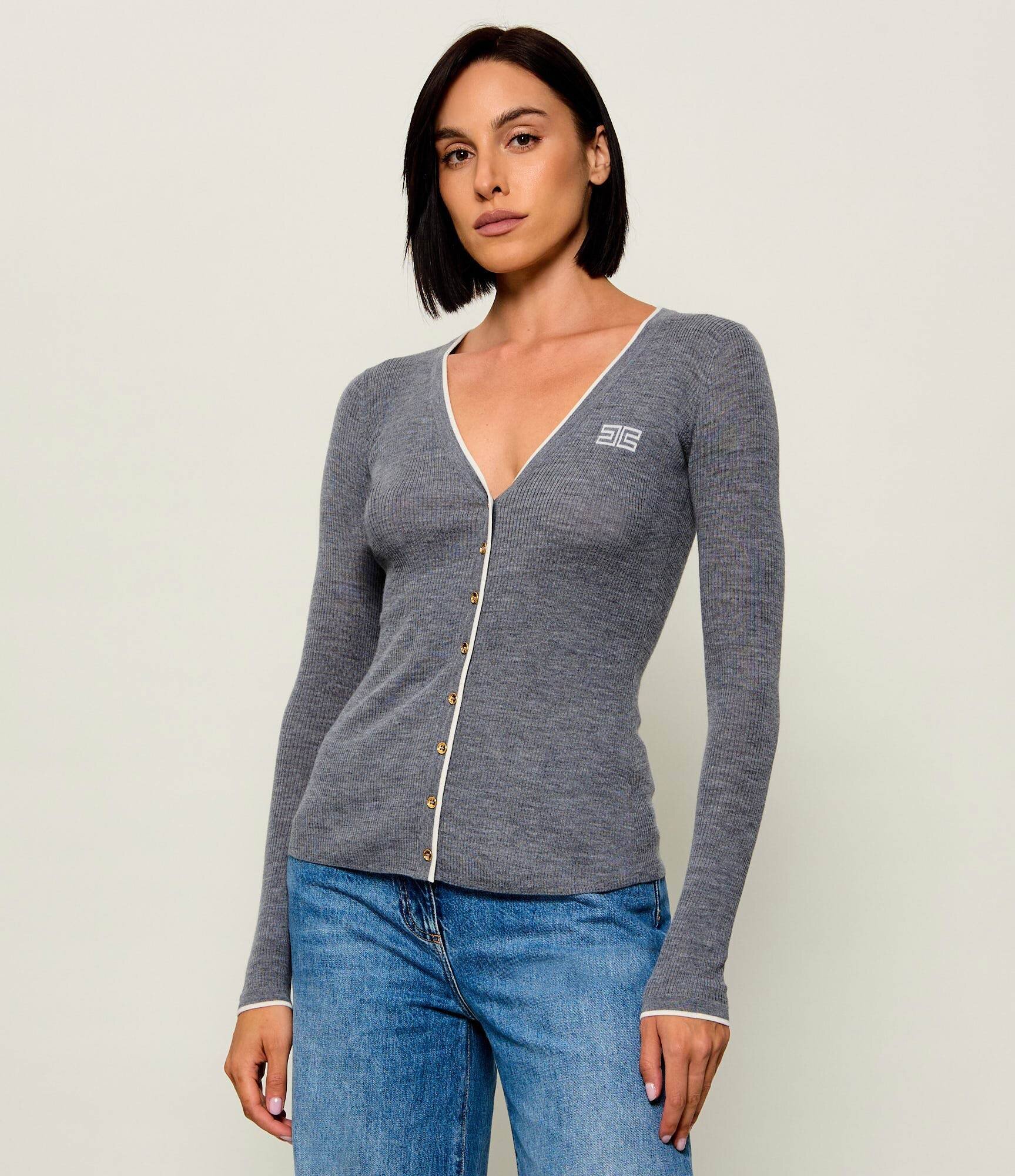 Elisabetta Franchi De lână cardigan | Slim Fit