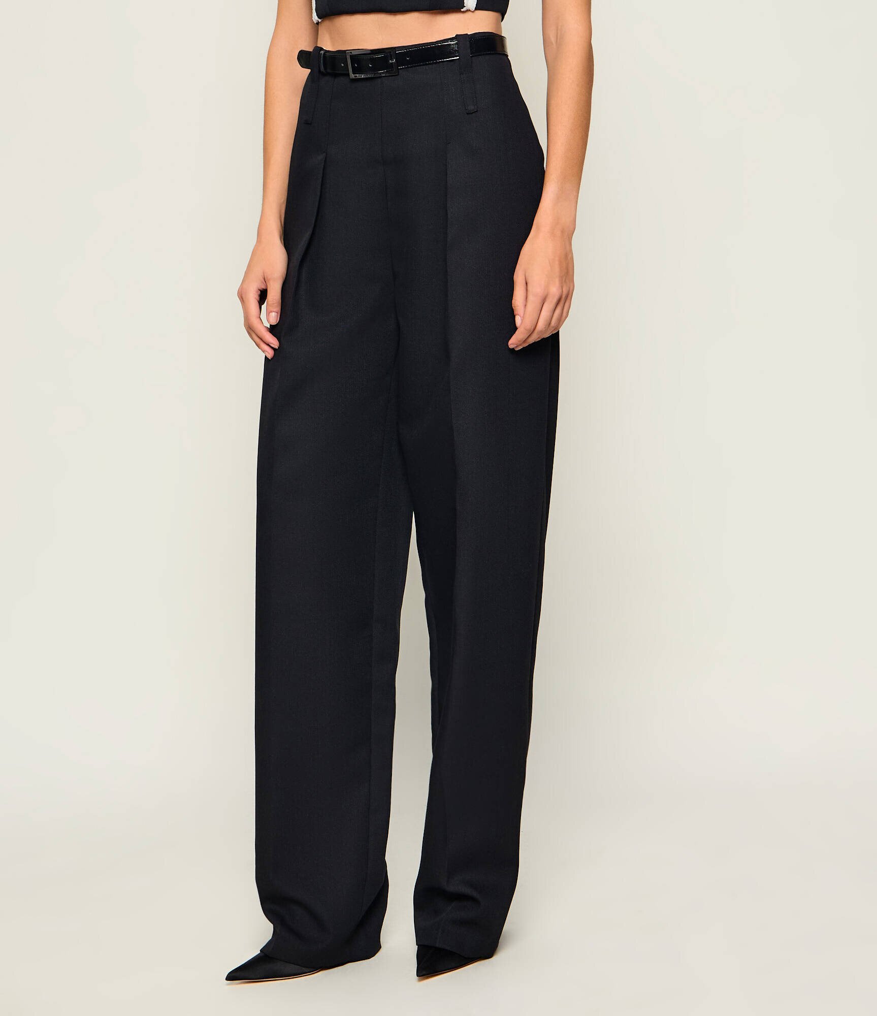 Elisabetta Franchi De lână pantaloni cu cordon | Oversize fit