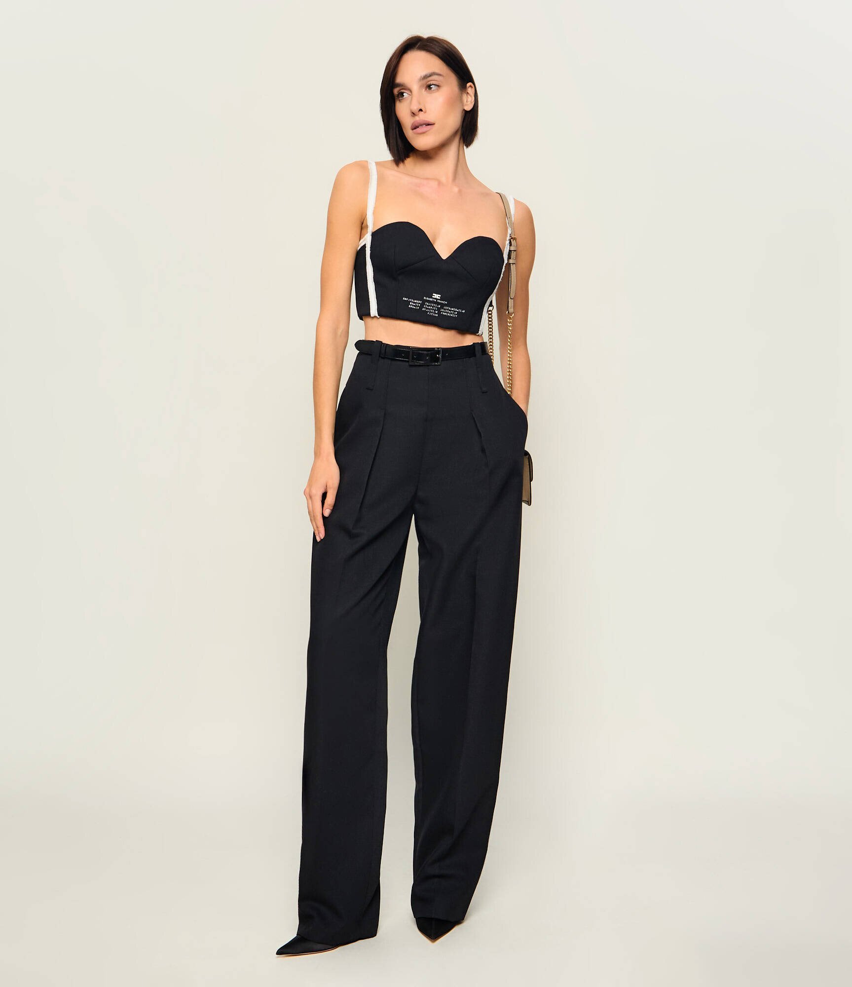 Elisabetta Franchi De lână pantaloni cu cordon | Oversize fit