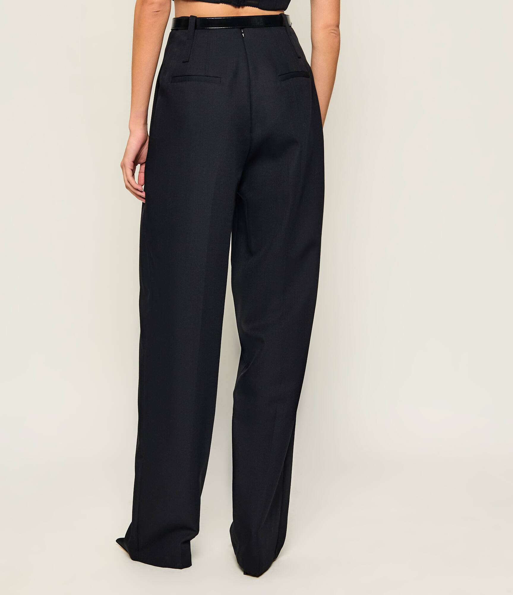 Elisabetta Franchi De lână pantaloni cu cordon | Oversize fit