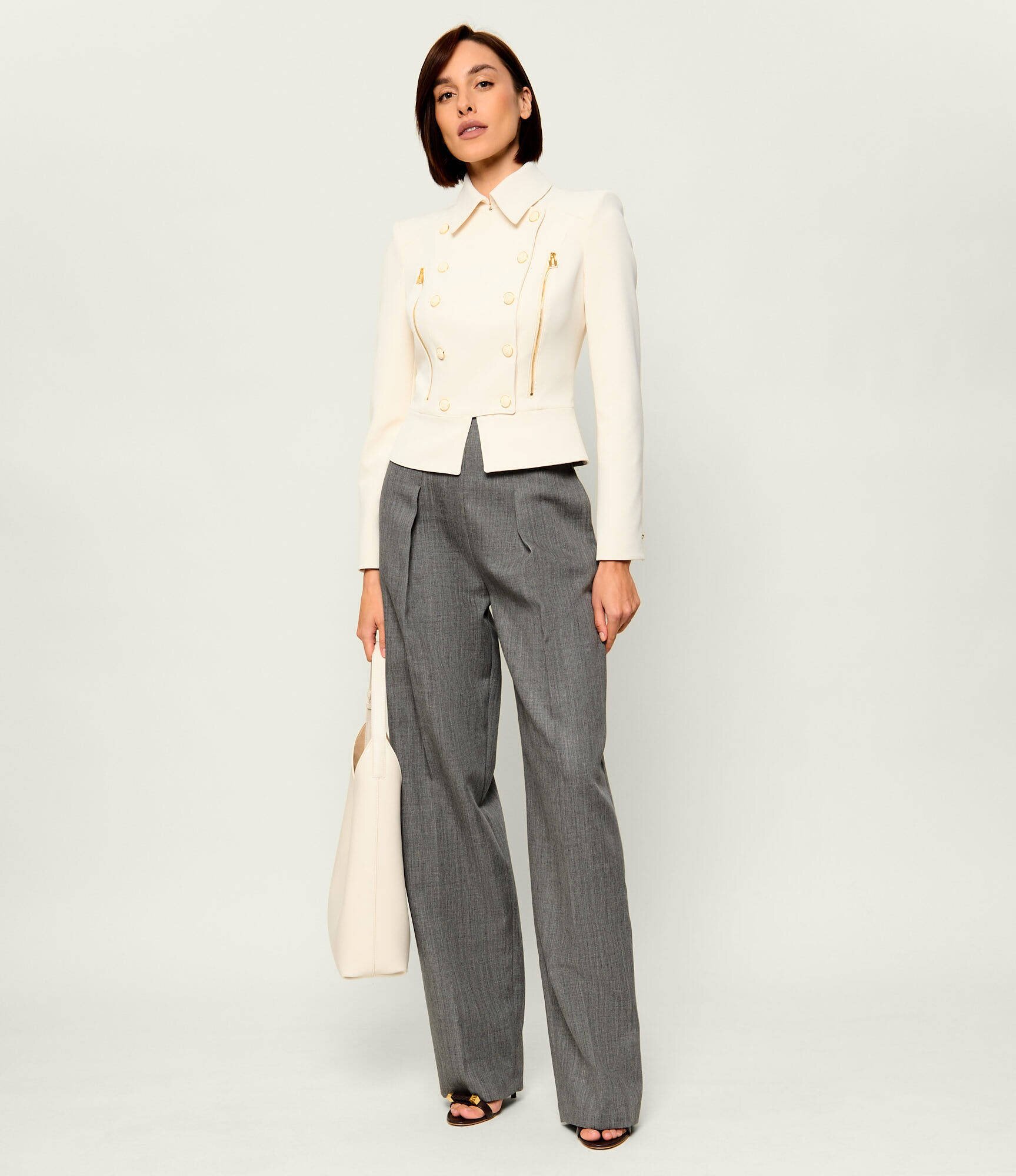 Elisabetta Franchi De lână pantaloni cu cordon | Oversize fit
