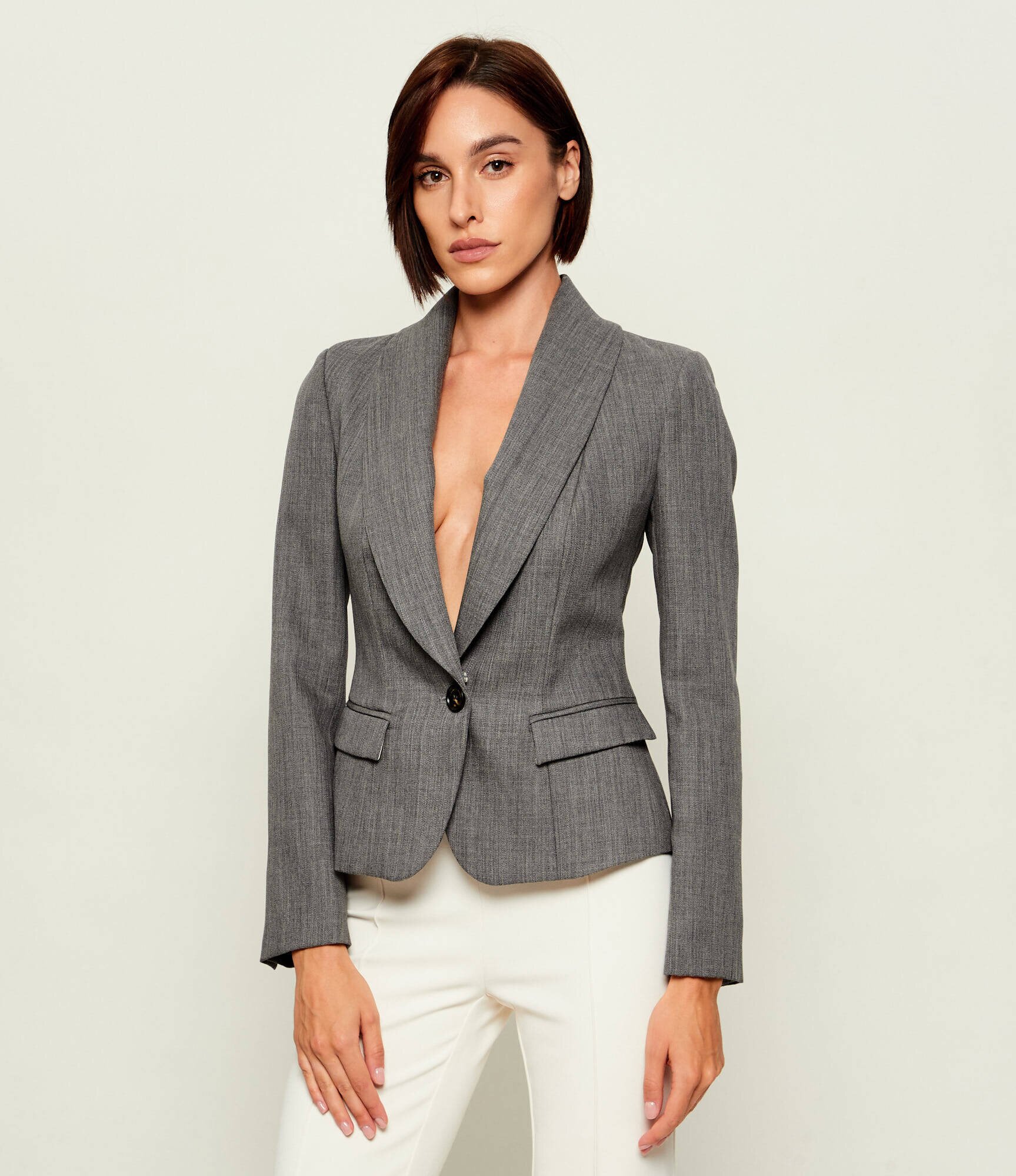 Elisabetta Franchi De lână sacou 2 în 1 | Slim Fit | shearling