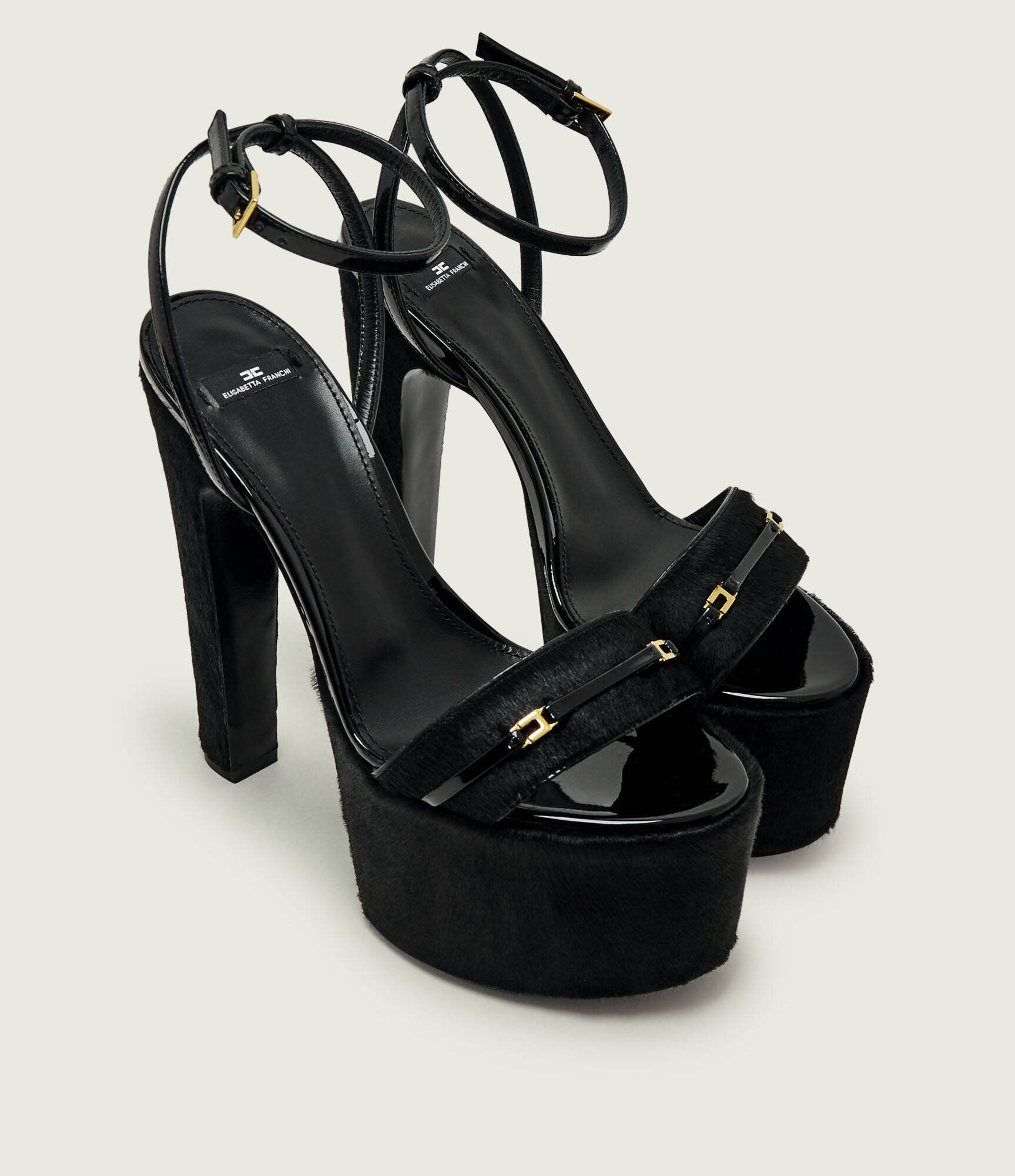 Elisabetta Franchi De piele sandale cu toc gros