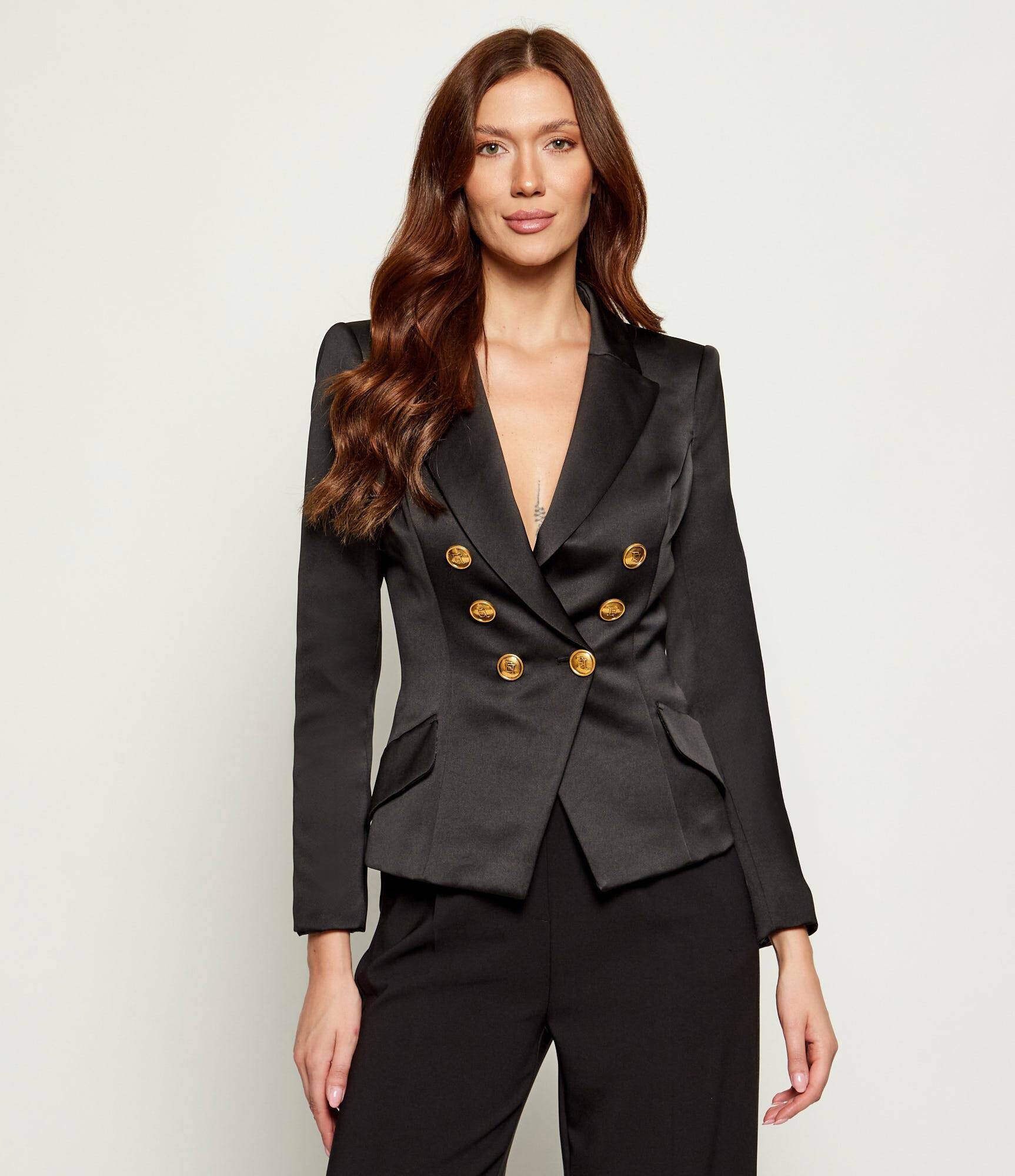 Elisabetta Franchi De satin jachetă | Slim Fit