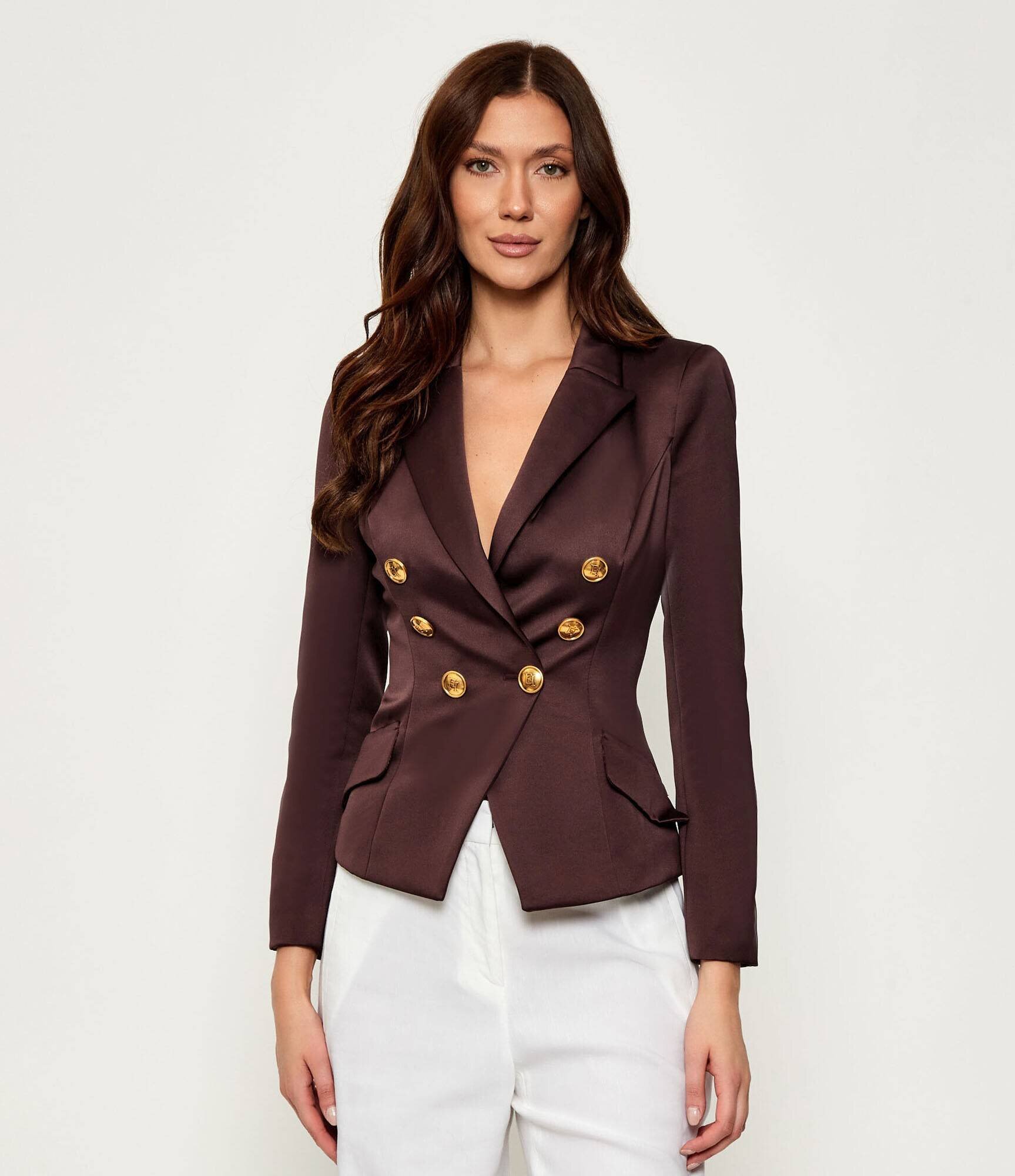 Elisabetta Franchi De satin jachetă | Slim Fit