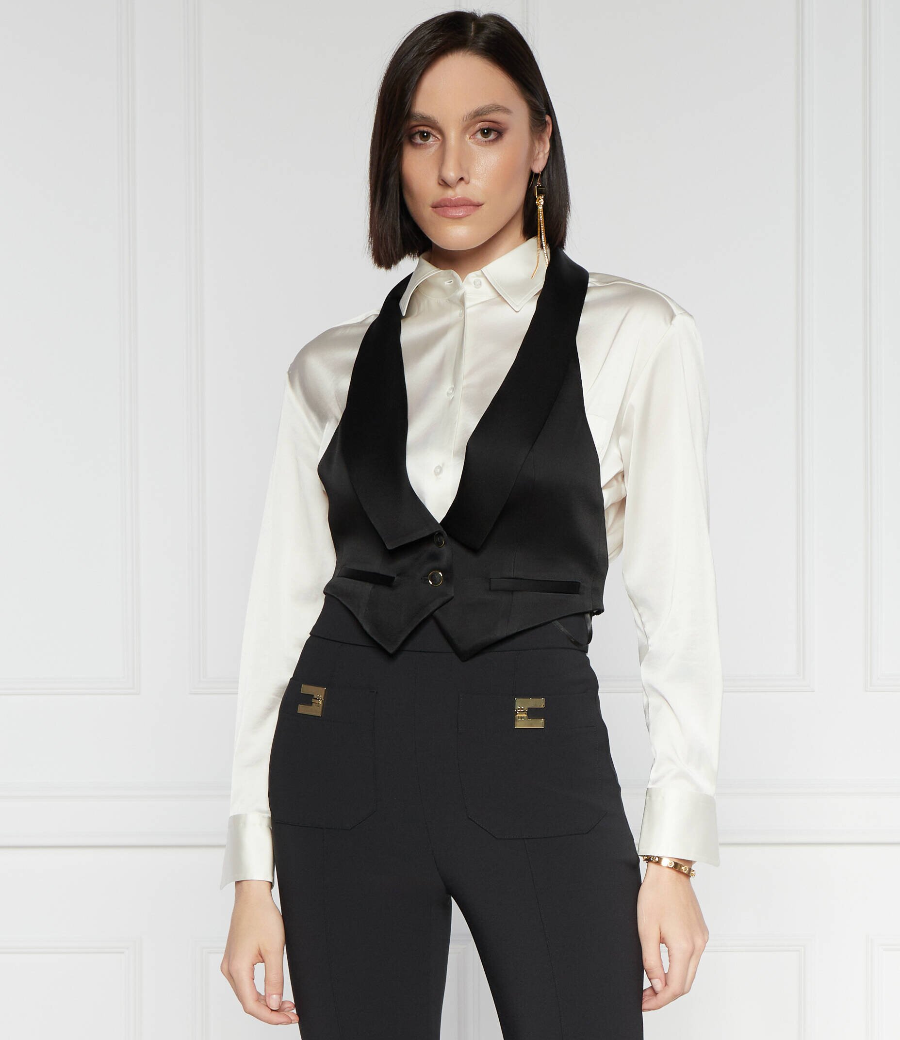 Elisabetta Franchi De satin vestă | Regular Fit
