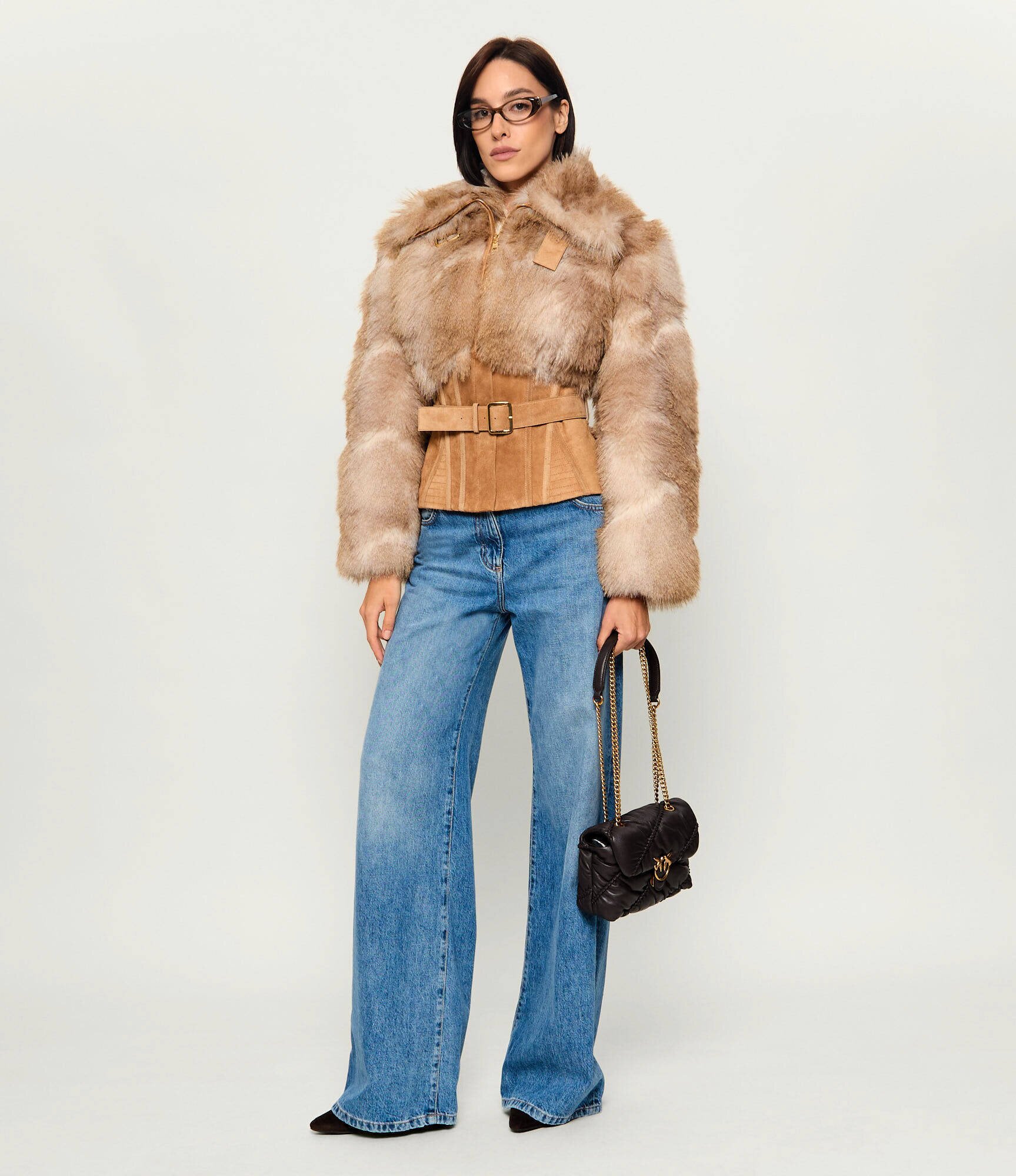 Elisabetta Franchi Geacă | Slim Fit | piele întoarsă