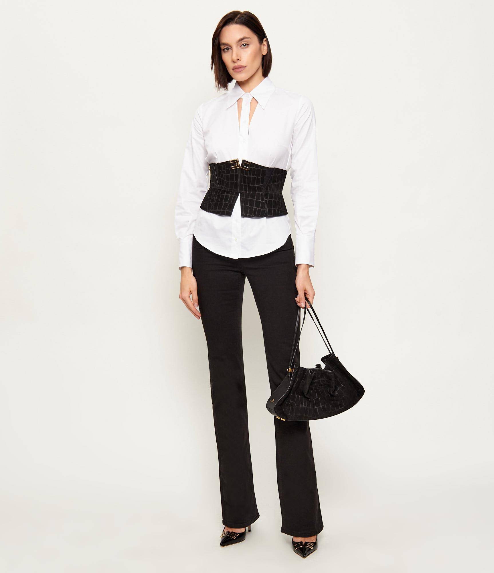 Elisabetta Franchi Geantă tip sac + borsetă | piele întoarsă
