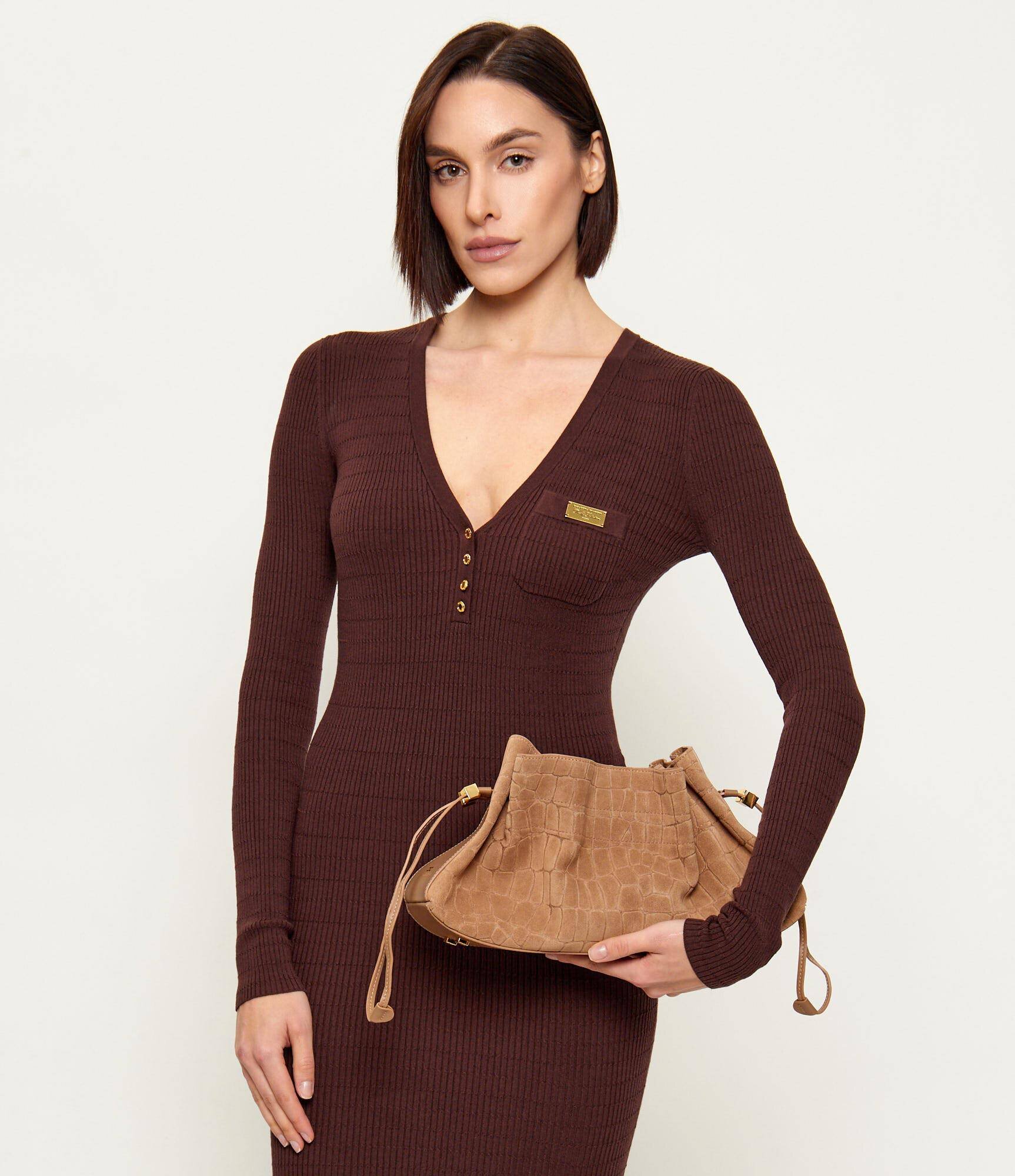 Elisabetta Franchi Geantă tip sac + borsetă | piele întoarsă