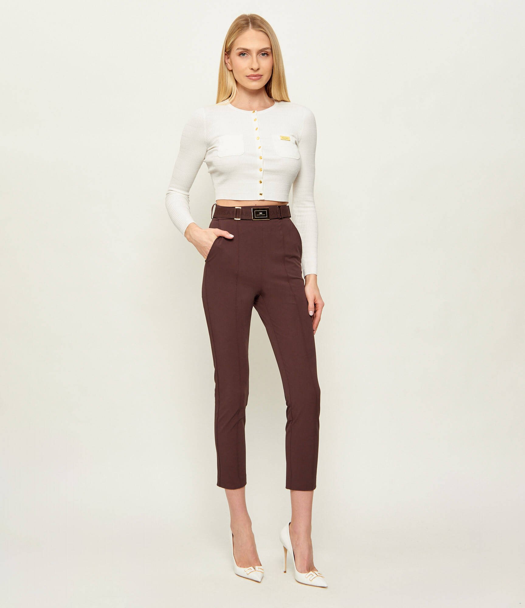Elisabetta Franchi Pantaloni cu cordon | Slim Fit