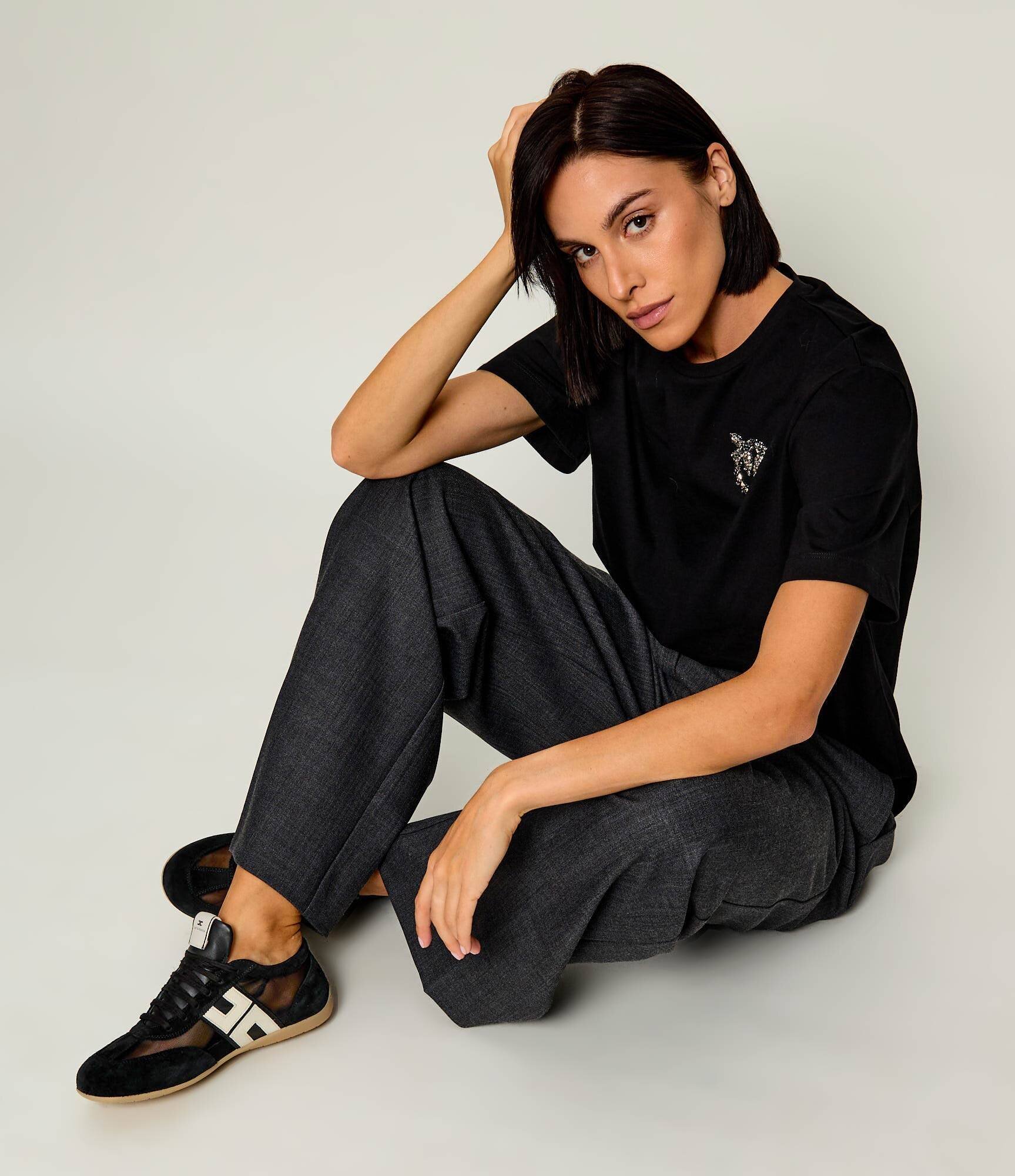Elisabetta Franchi Sneakers cu adaos de piele | piele întoarsă