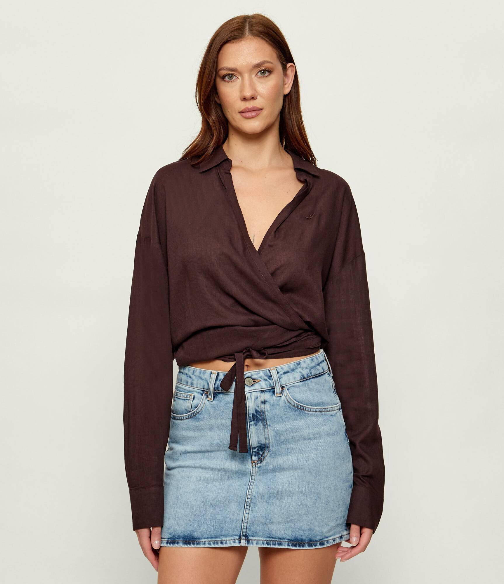 Emporio Armani Cămașă | Cropped Fit | cu adaos de in