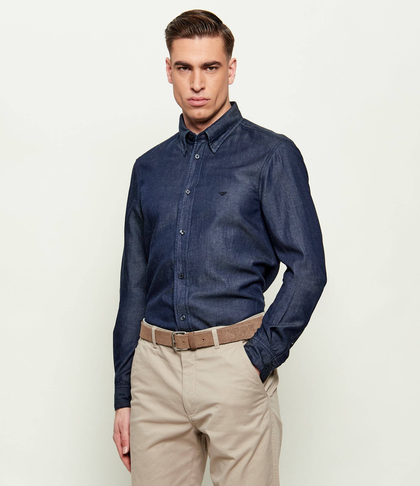 Emporio Armani Cămașă | regular fit | cu adaos de in
