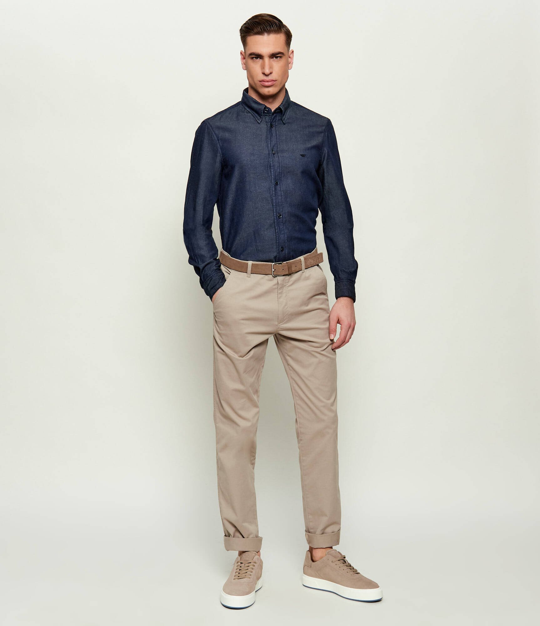 Emporio Armani Cămașă | regular fit | cu adaos de in