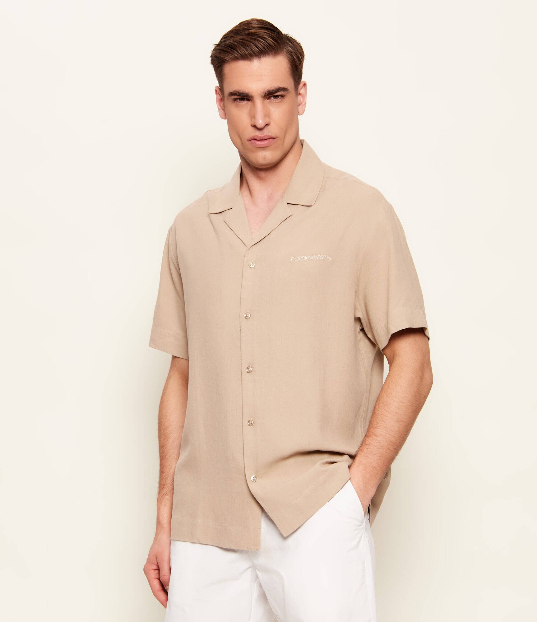 Emporio Armani Cămașă | Relaxed fit | cu adaos de in