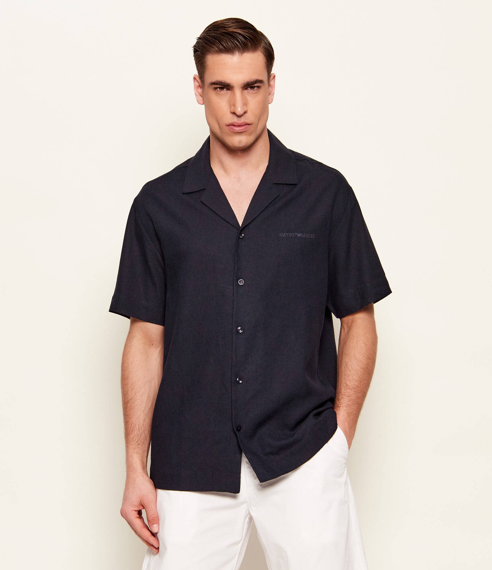 Emporio Armani Cămașă | Relaxed fit | cu adaos de in