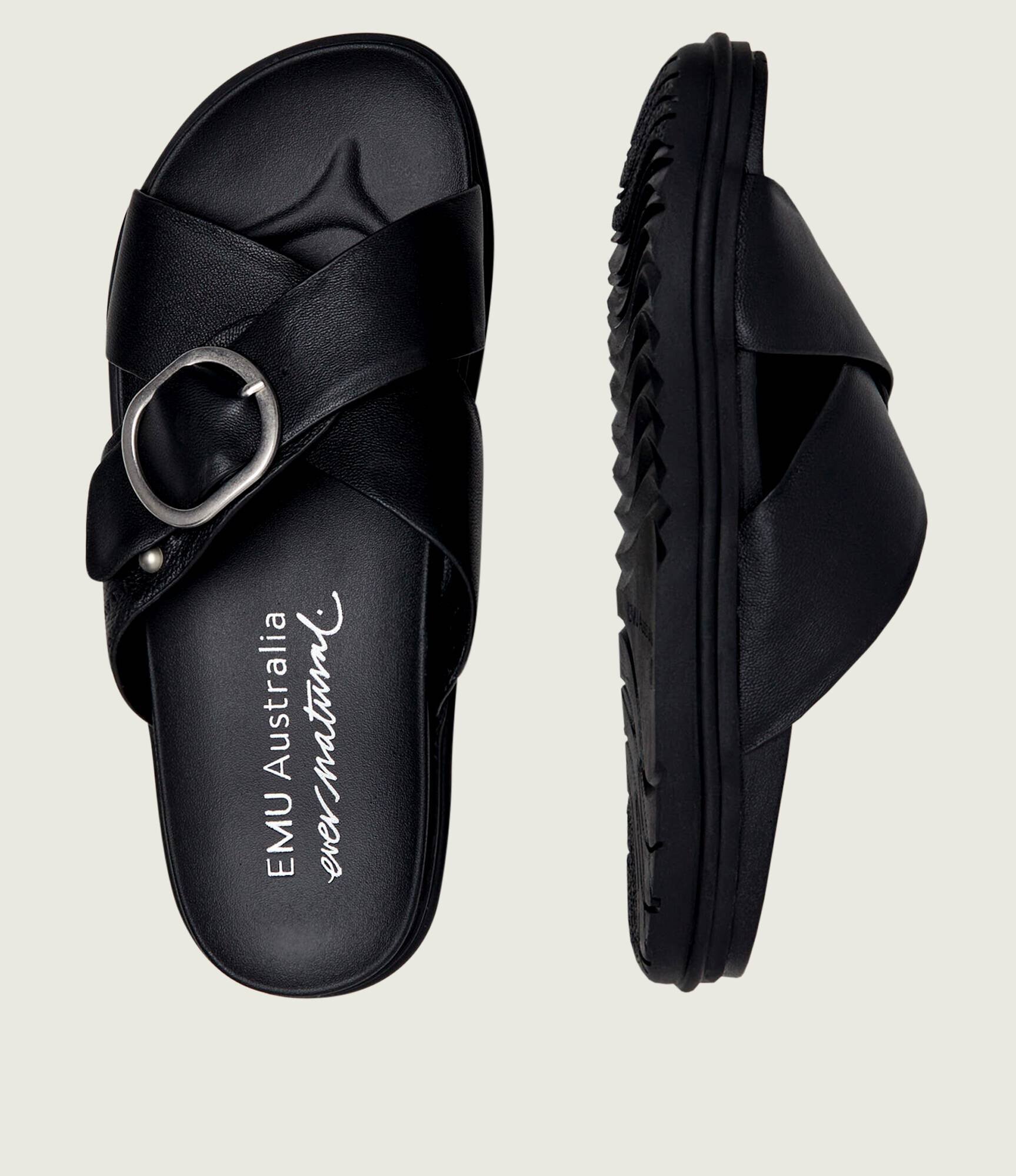 Emu Australia De piele șlapi Ebony