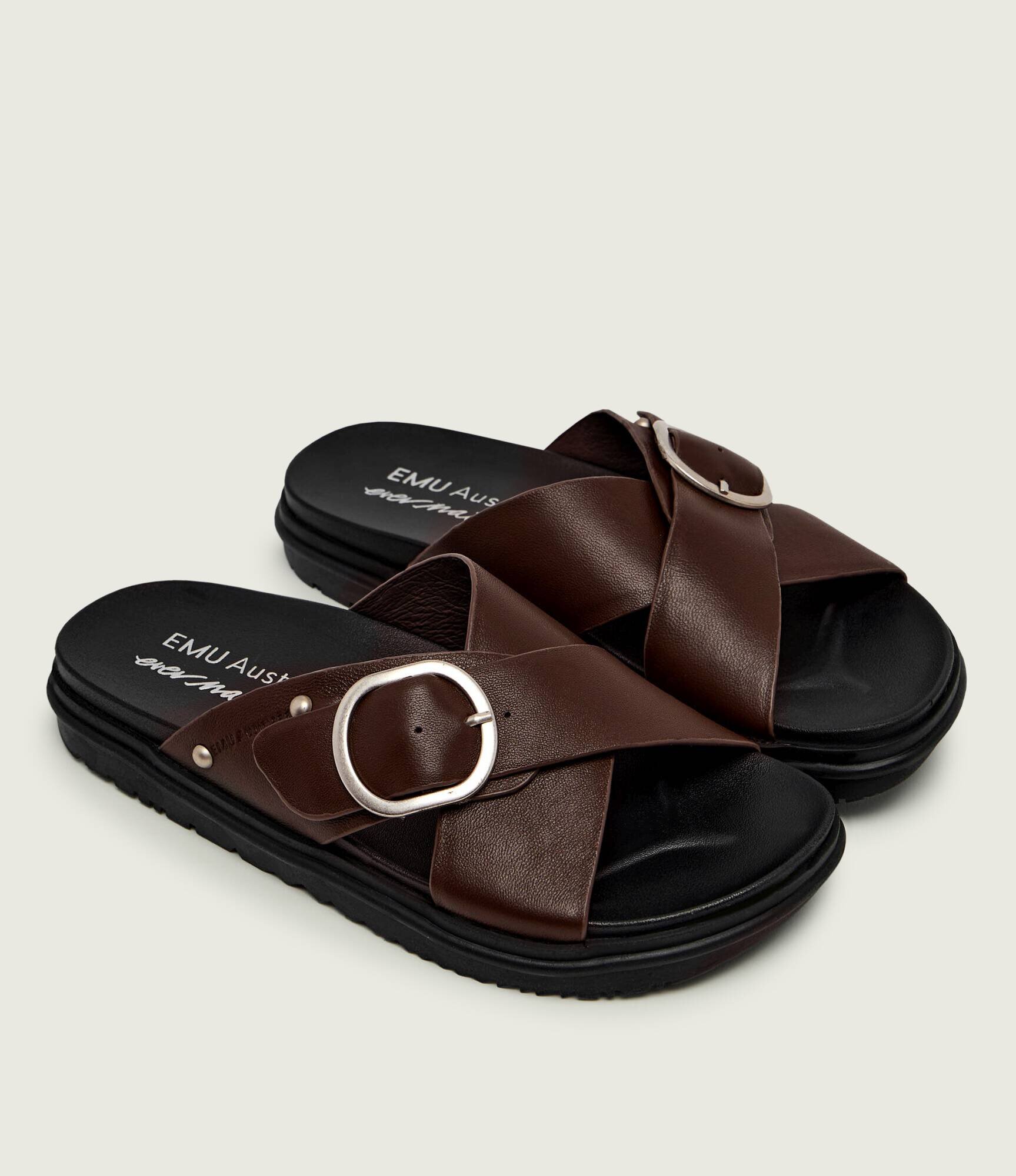 Emu Australia De piele șlapi Ebony