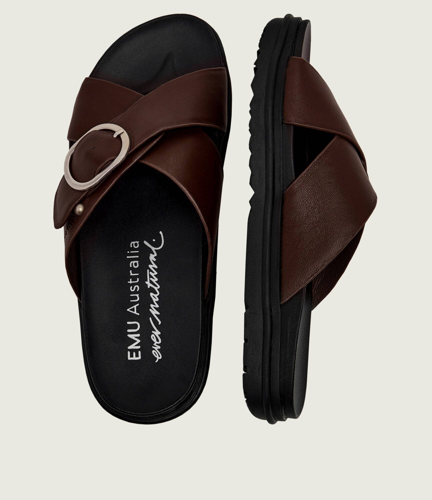 Emu Australia De piele șlapi Ebony