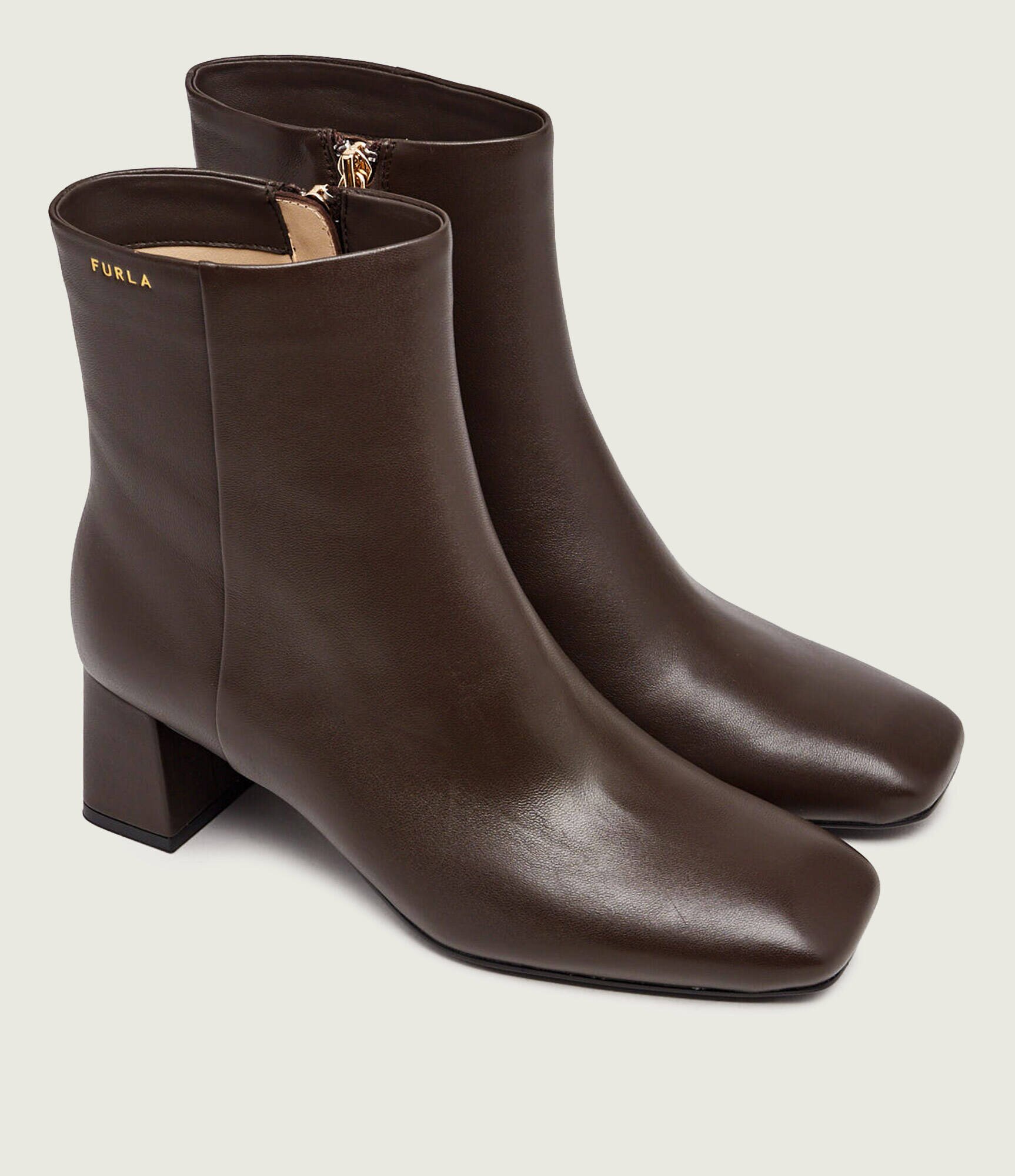 Furla De piele botine cu toc Solid Tronchetto T.